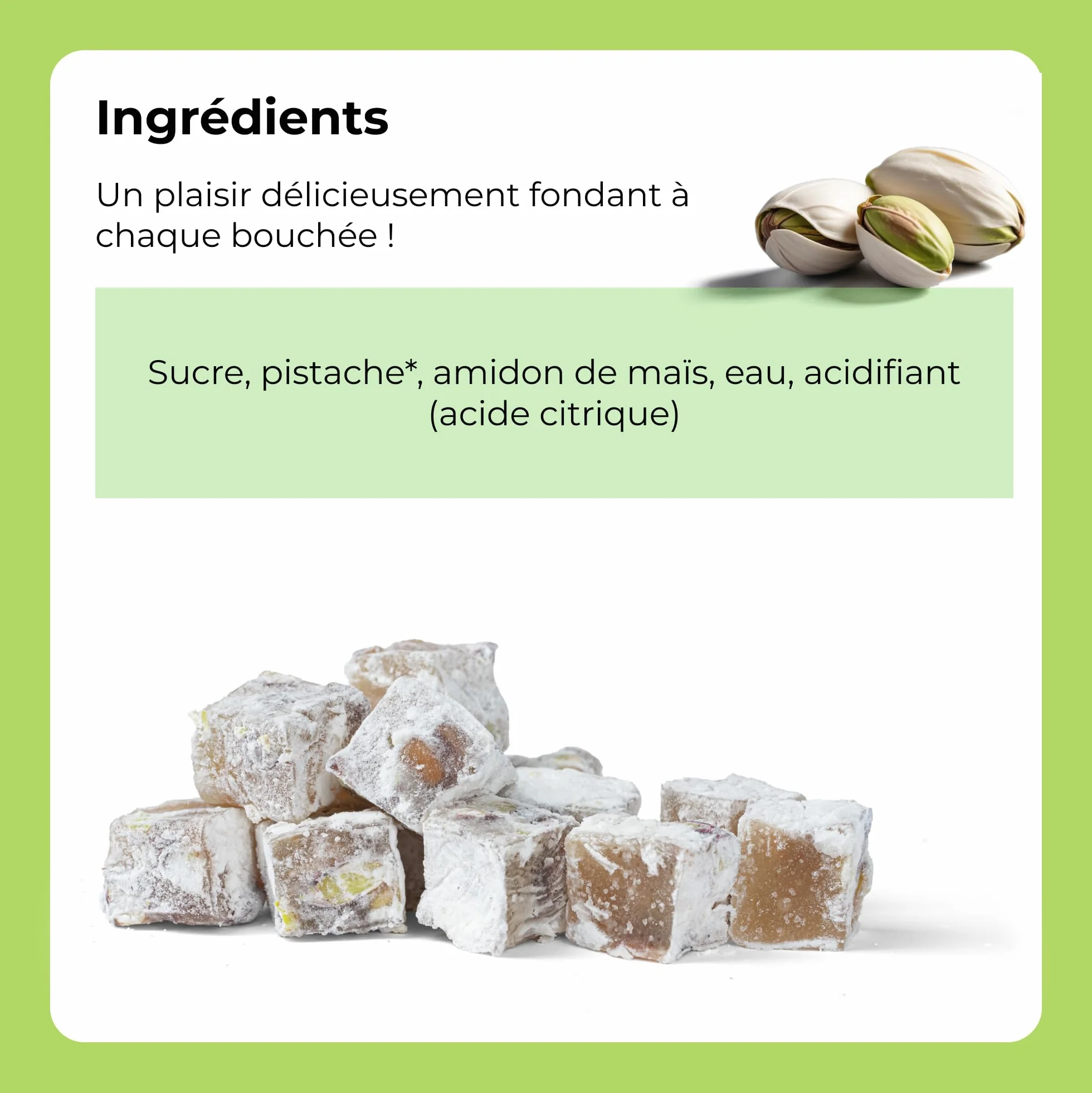 Koska Loukoums à la Pistache extra 500g Délice turc Format cadeau Confiserie traditionnelle Vegan Halal Casher Lokum Sans Gluten
