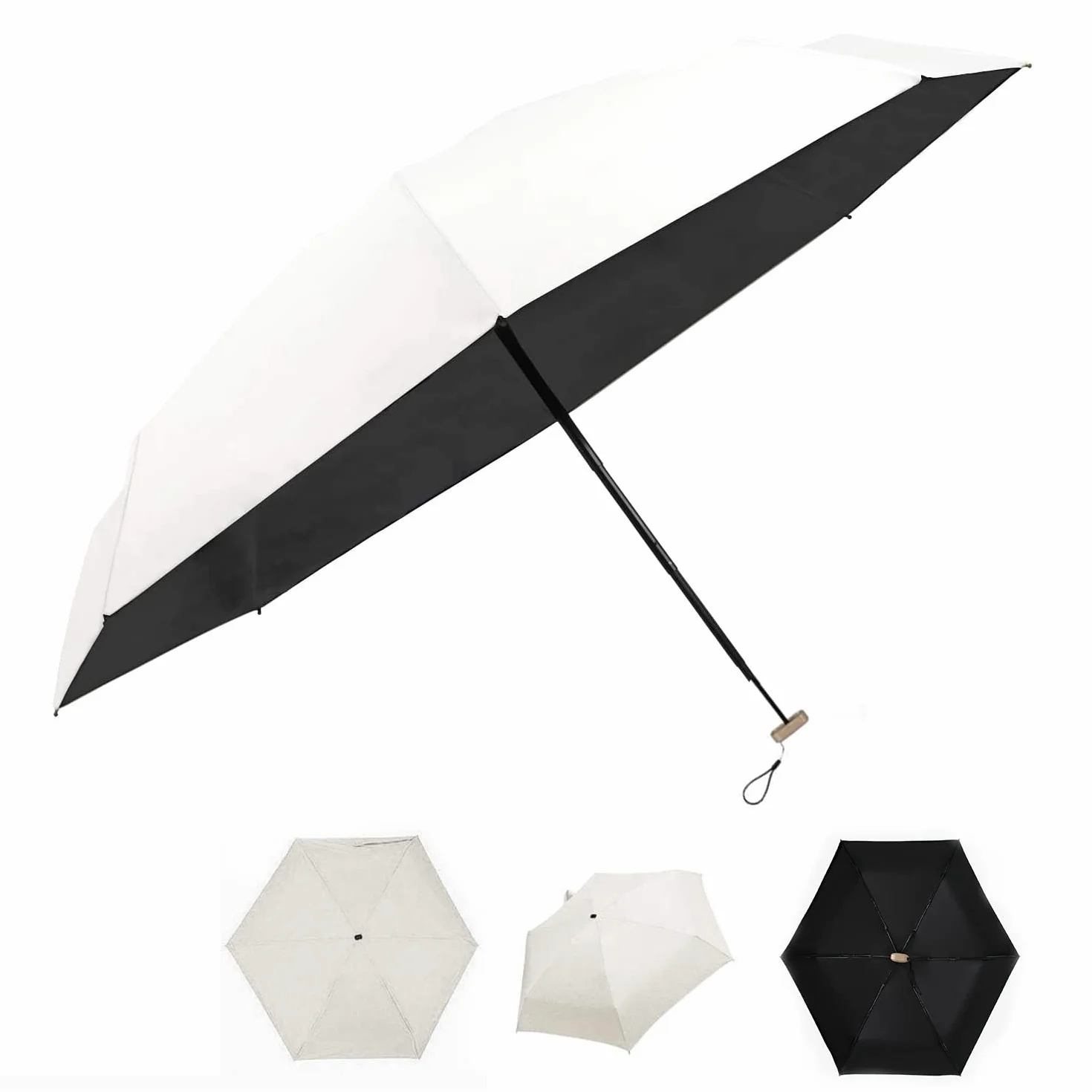 Parapluie pliant ultra léger de poche blanc crème imperméable coupe-vent
