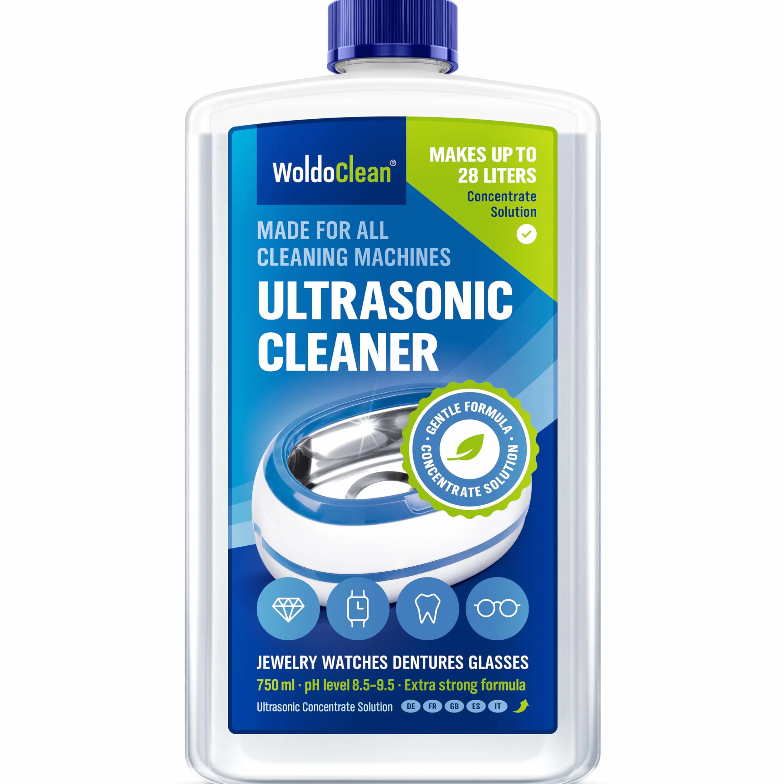 WoldoClean Nettoyant Ultrasons Concentré 750ml - Liquide pour Bac à Ultrasons, Sans Alcool