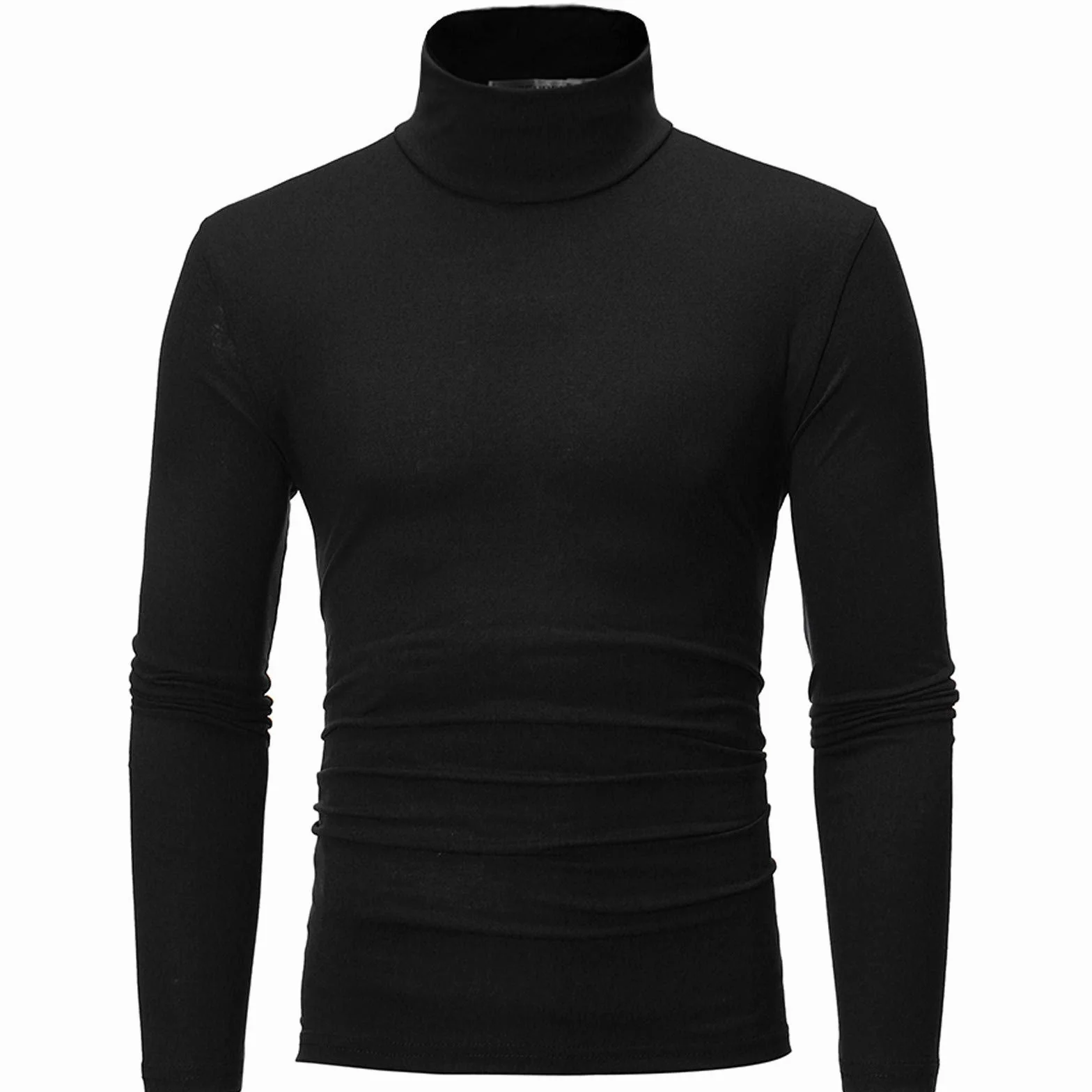 T Shirt Homme Léger Respirant Col Roulé Pullover Manches Longues Casual M-3XL