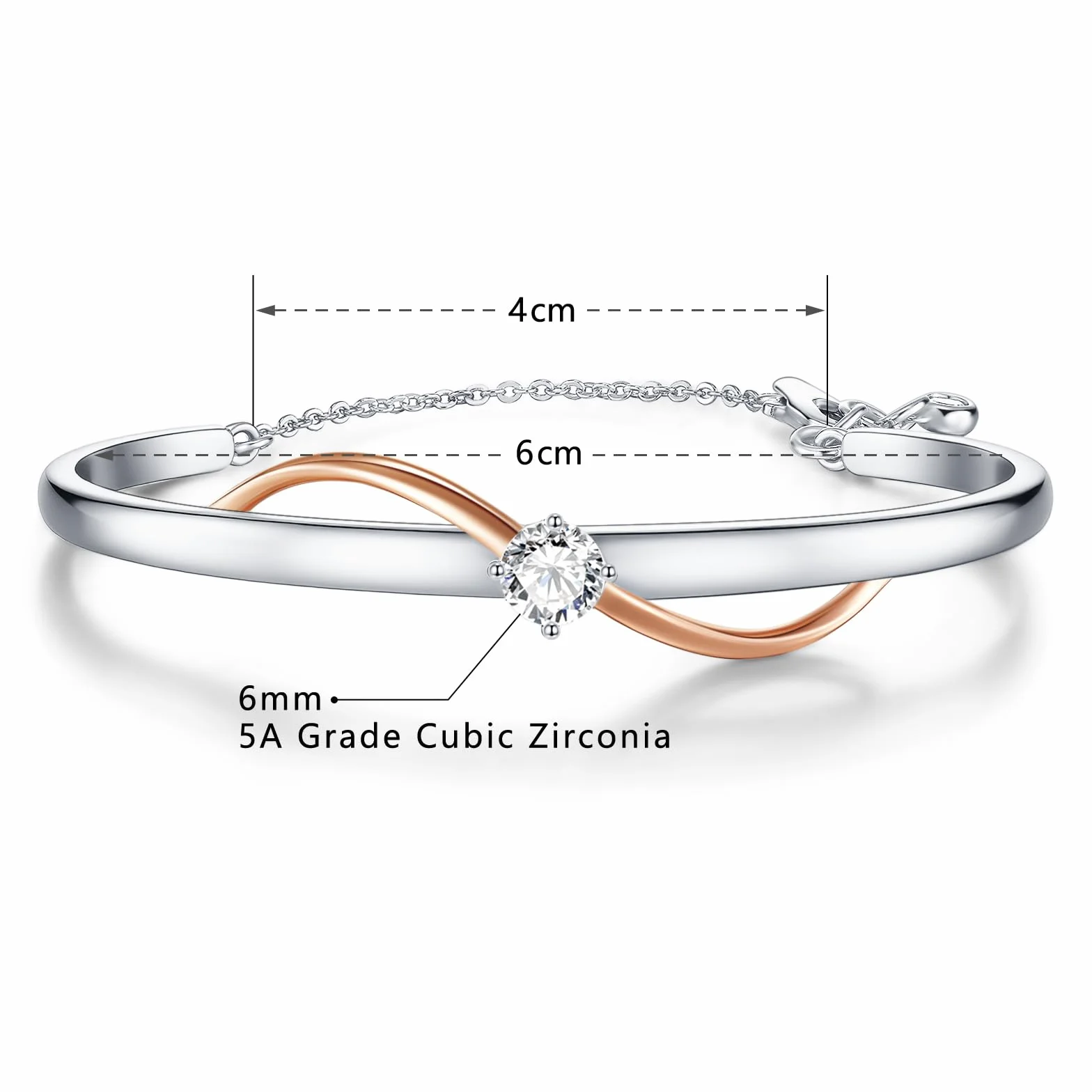 Bracelet Femme Plaqué Or Blanc 18 Carats et Or Rose Éternité en Mouvement Infini