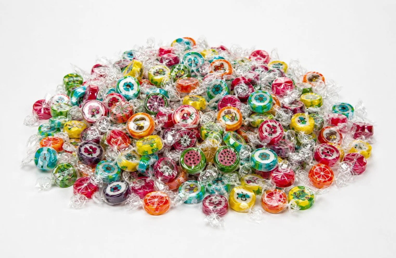 Bonbons fruités 1kg, bonbons durs aromatisés, fabriqués à la main dans des designs uniques, grande boîte de bonbons d'un petit producteur familial