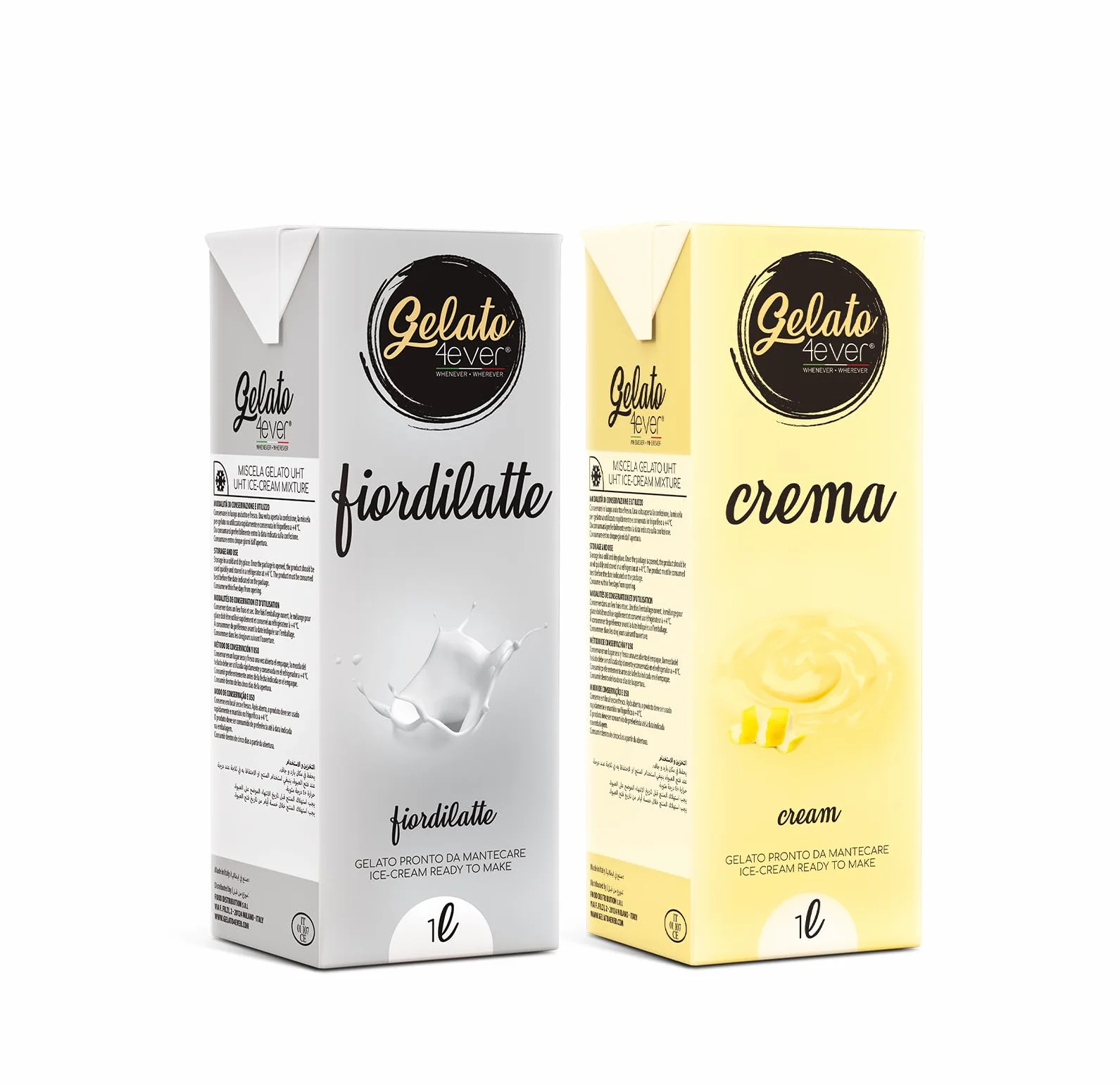 Gelato 4ever - Crème glacée prête à fouetter - Lot de 2 (Crème - Fiordilatte)