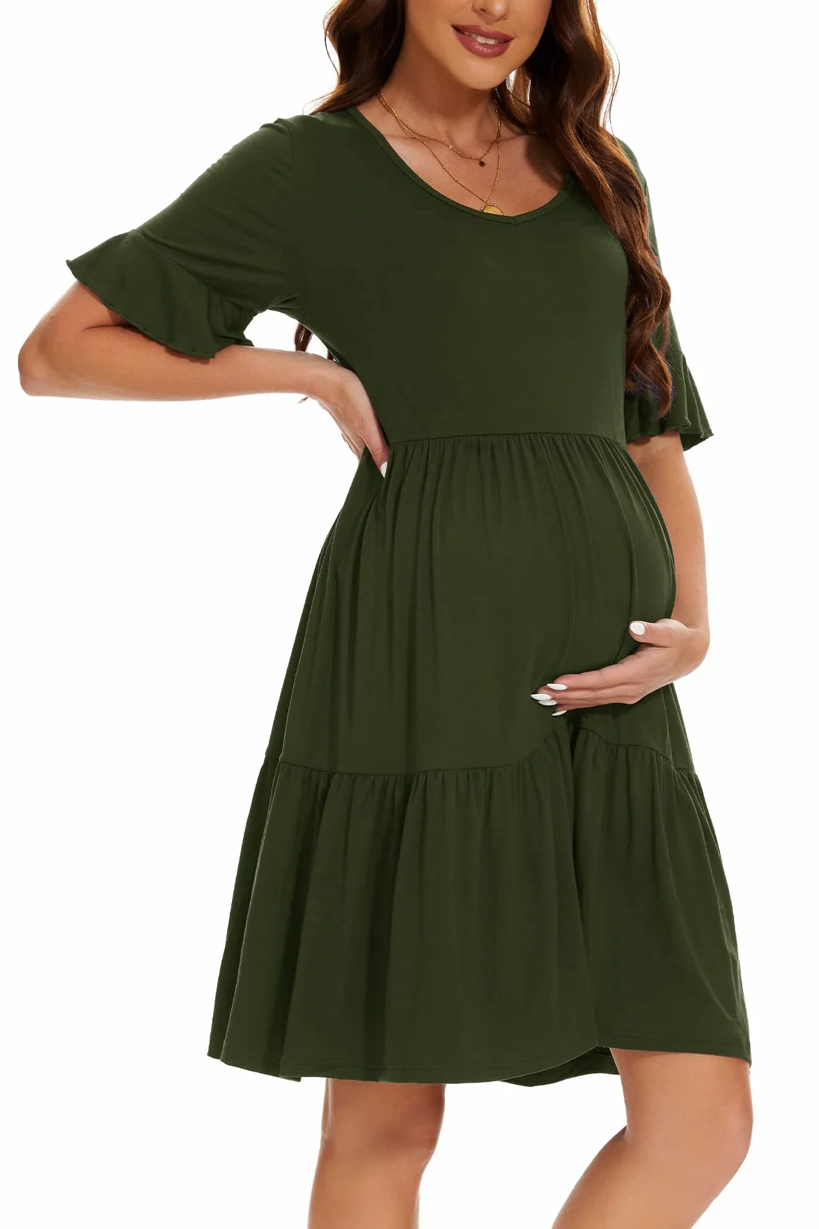 Robe de Maternité Manches Courtes Femme Grossesse
