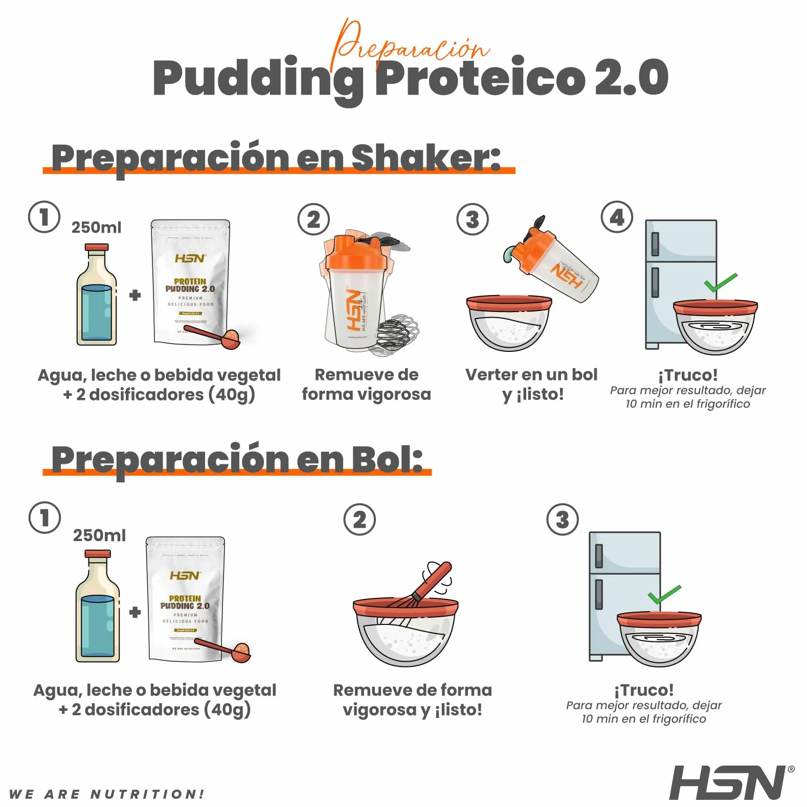 HSN Pudding protéiné 2.0 | Vanille 500 g = 13 prises par paquet | Pudding riche en protéines sans gluten et végétalien | Idéal dessert ou collation faible en calories sans sucre ajouté