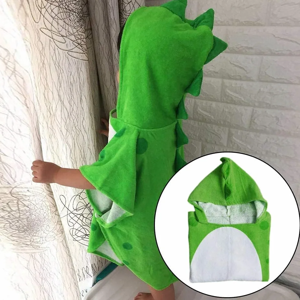 Peignoir à Capuche Bébé Verve Jelly 0-4 Ans Coton Motif Dinosaure Vert