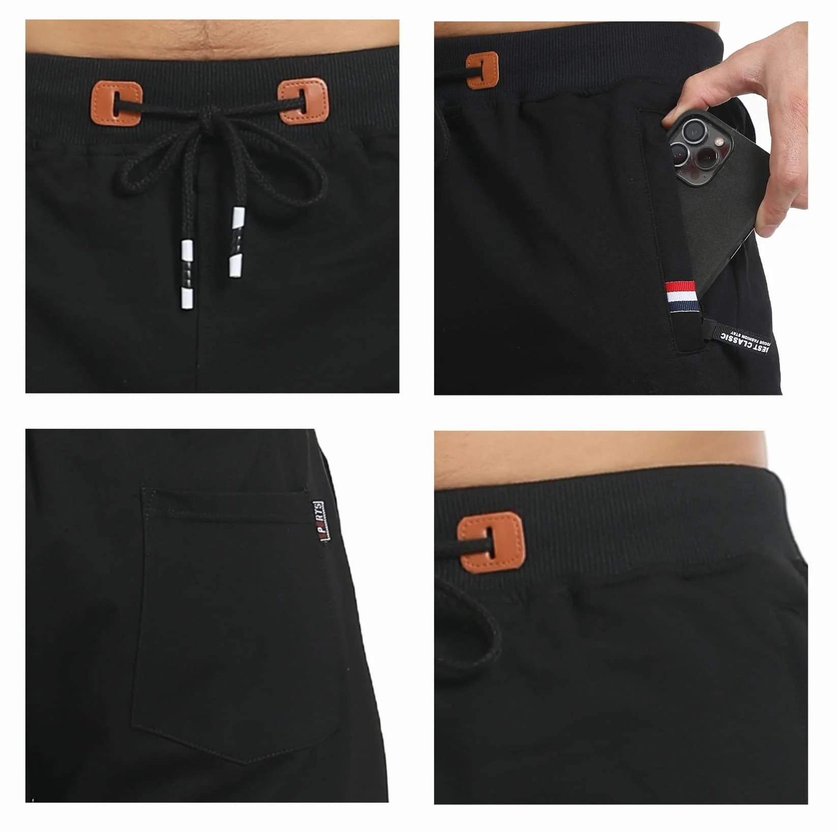 ZOXOZ Short Jogging Homme Coton Poches Zippées