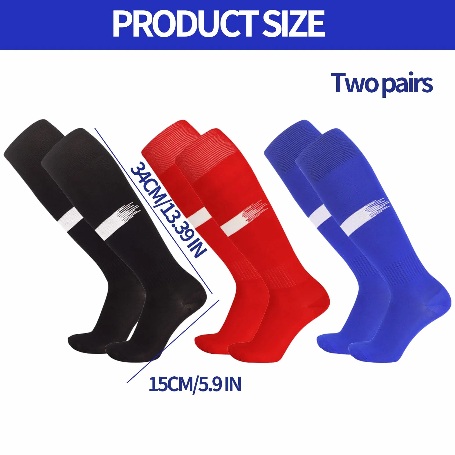 Chaussettes de football pour enfants, athlétiques, longues, respirantes, rayées à hauteur du genou, 3 paires