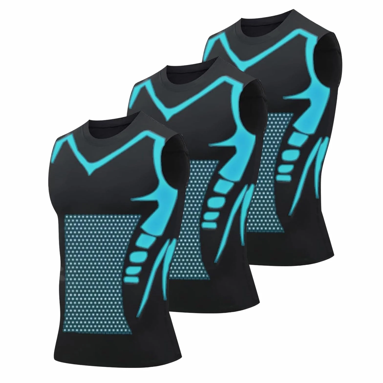 Lot de 3 Gilet de Mise en Forme Ionique, Débardeur de Compression pour Hommes