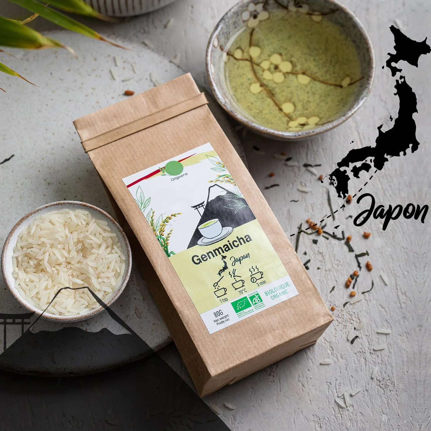 ORIGEENS COFFRET THÉ BIO BOISSONS DU MONDE - Hibiscus, Maté, Thé Chai, Thé vert Genmaicha - Assortiment thé 4x80gr - Coffret thé à offrir