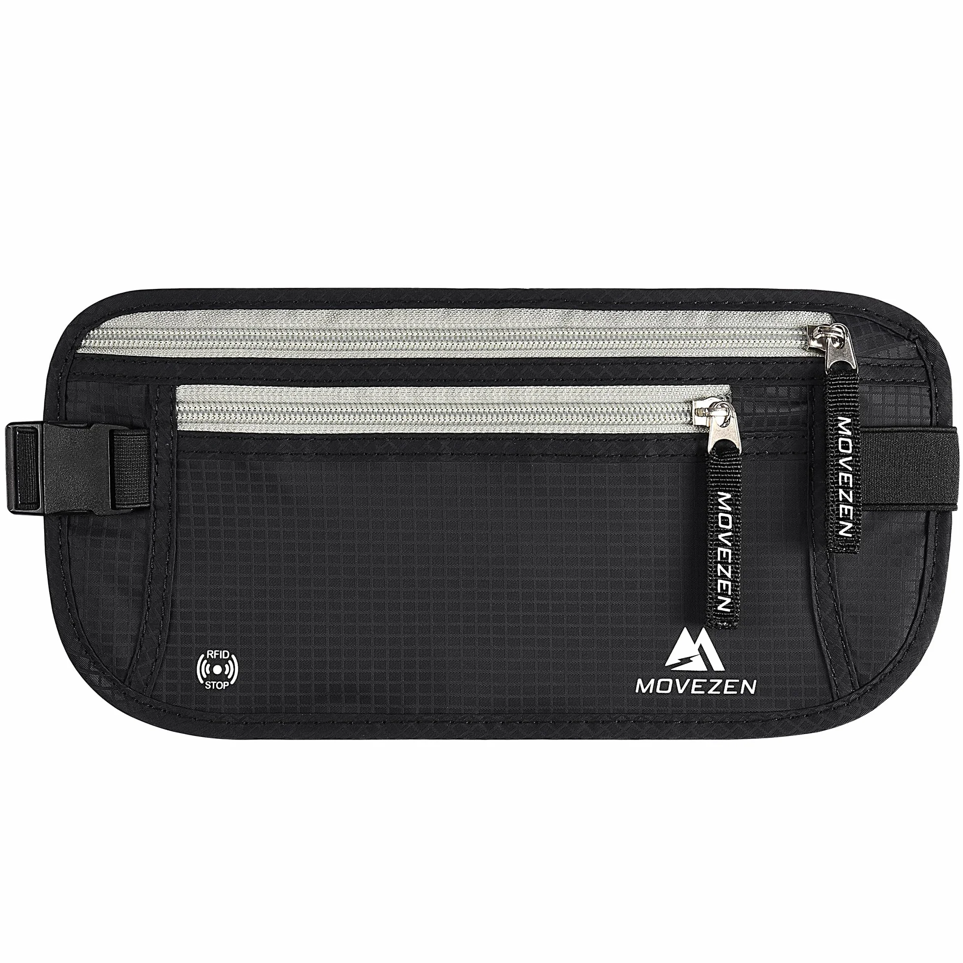 Ceinture Cache Billets Homme Femme RFID, Sac Banane Discret Antivol Voyage (Noir Profond)