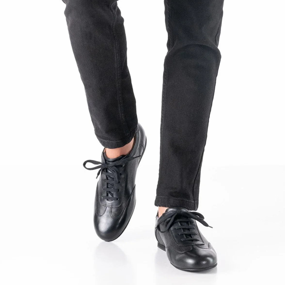 Werner Kern Positano Baskets de danse homme cuir noir Talon compensé 1,5 cm Semelle daim Fabriqué Italie