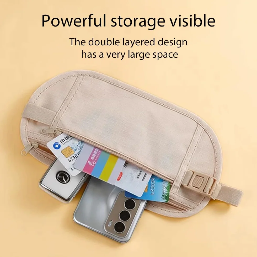 Ceinture Porte-Billets Antivol Voyage, Portefeuille Dissimulé Homme Femme - Protection Argent Cartes Passeport Téléphone