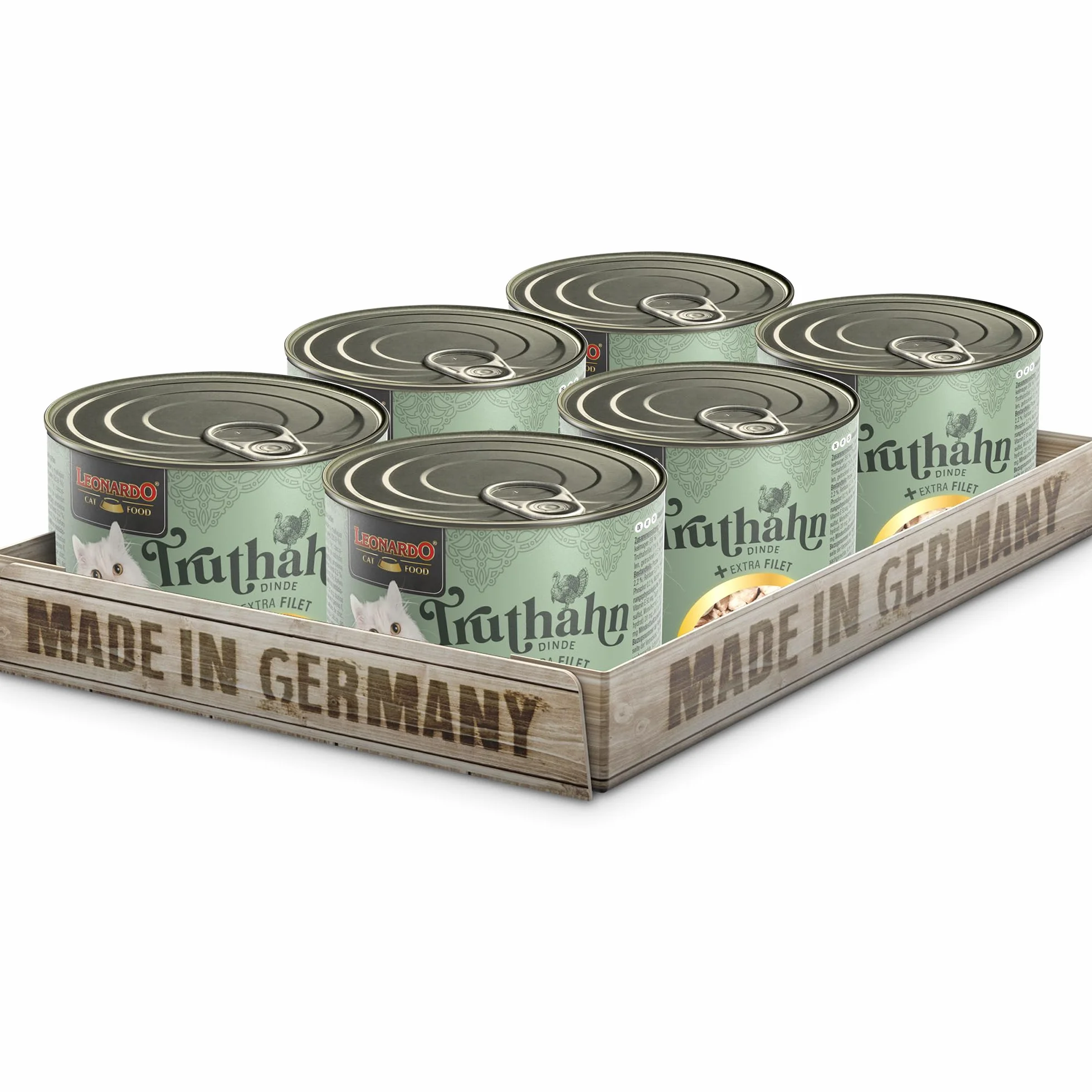LEONARDO Dinde + Filet Extra | (6 x 200g) Dinde + Filet de Dinde Extra | Nourriture Humide en boîte avec Extra Filet | sans céréales et avec Une teneur en Via