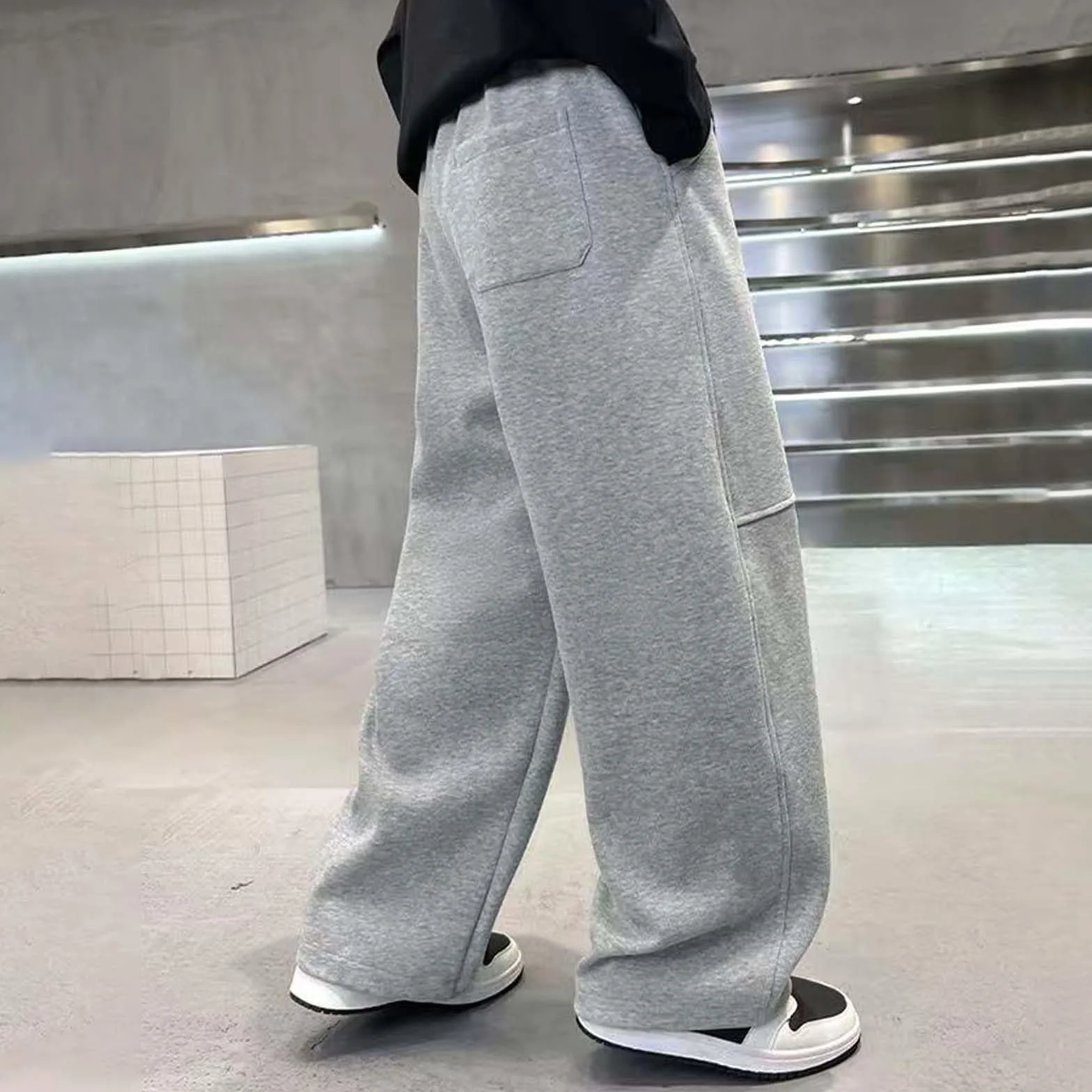 Pantalon Taille élastique Enfant Garçon Baggy Fashion Large avec Poche Chic Confort Casual Streetwear Jogging Sport Ado