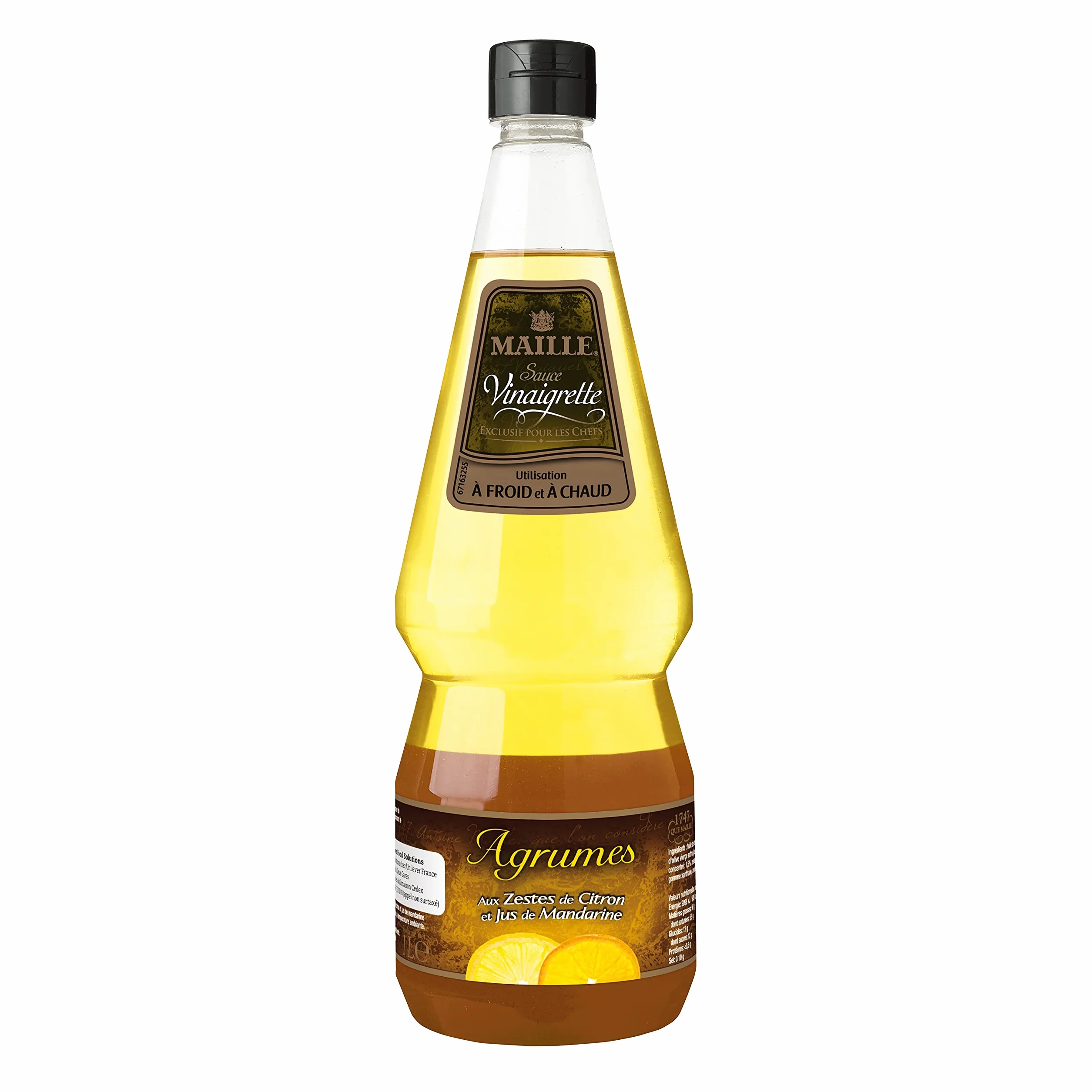 Maille Sauce Vinaigrette Agrumes, Vinaigre de Vin Blanc, Jus de Citron, Mandarine et Zeste de Citron 1L - Lot de 2
