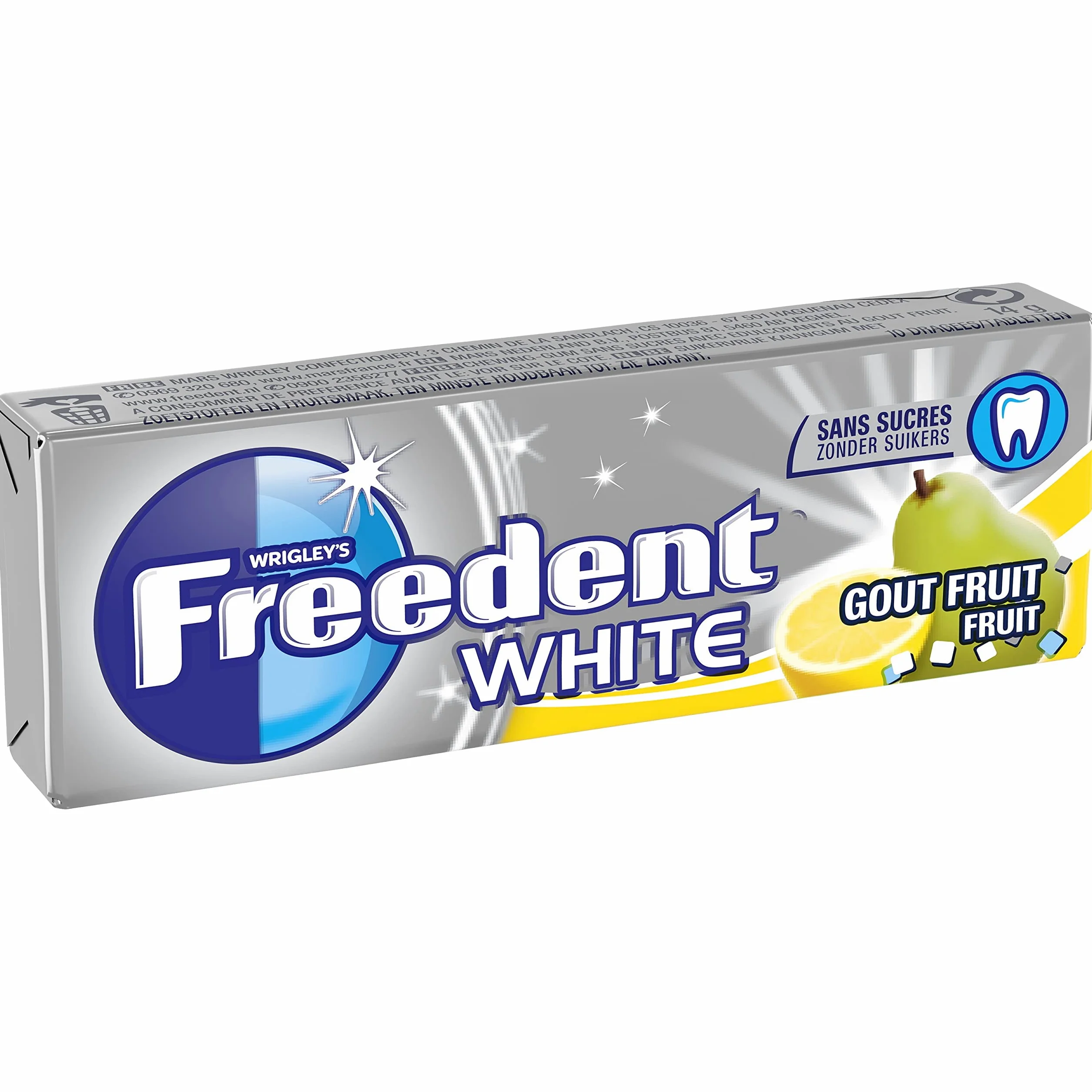 FREEDENT WHITE Chewing Gum Sans Sucre Goût Fruit 30 Paquets 300 Dragées 420g