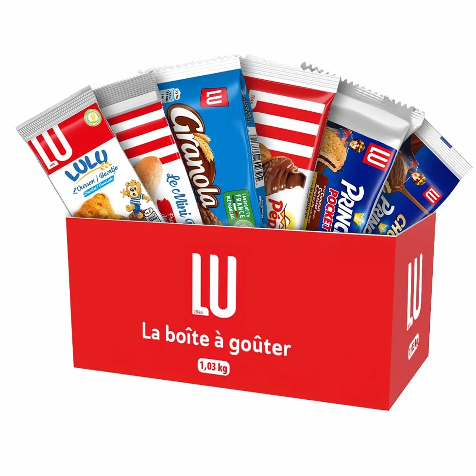 LU - La Boîte à Goûter - Assortiment Biscuits LU : Prince, Prince Enrobé, Pépito, Granola, Mini-Roulé, Lulu L'Ourson Chocolat - Idéal Petit Déjeuner & Snack - 1,03 kg