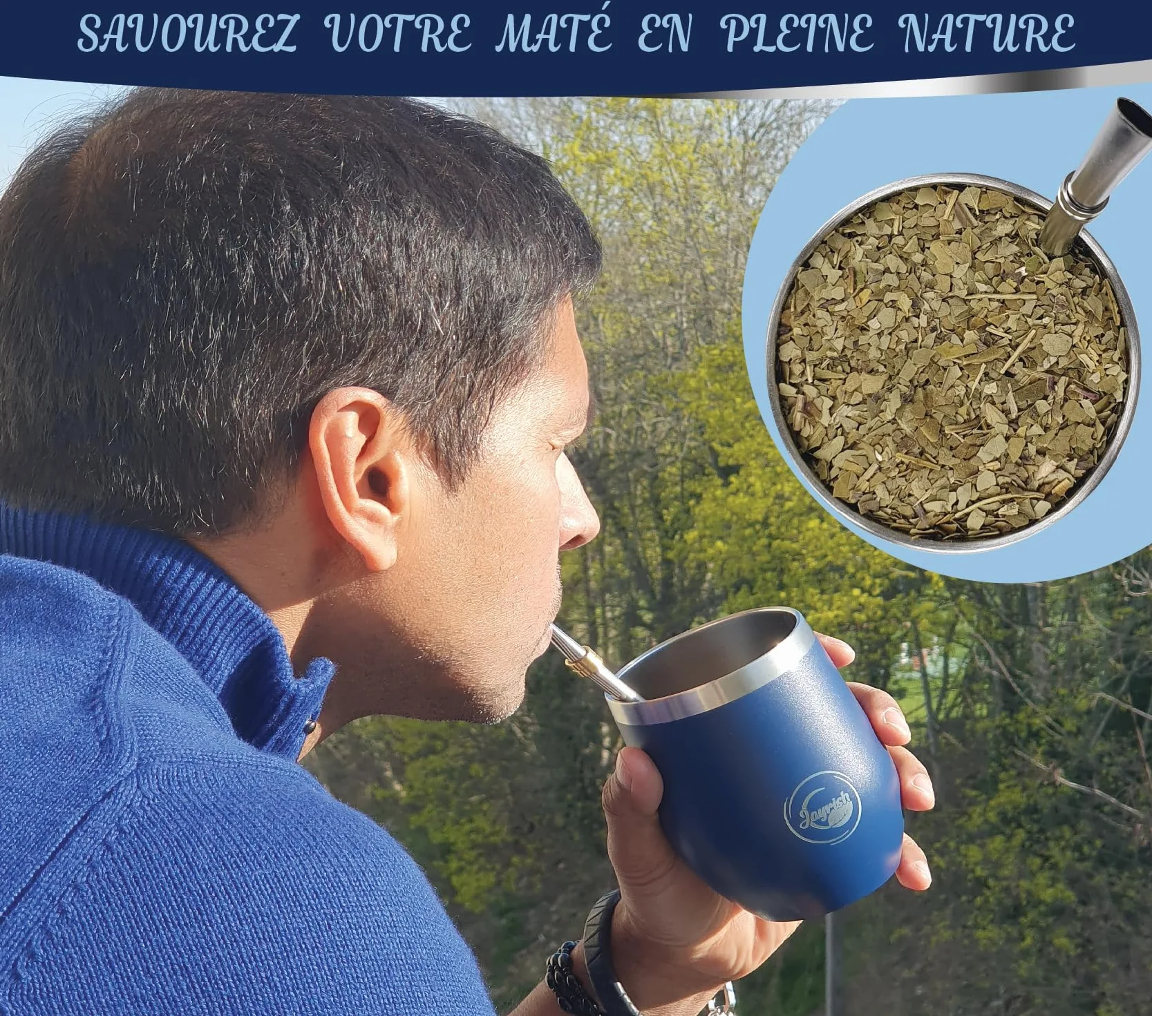Kit Maté - Calebasse, 2 Bombillas, Tasse 355 ml en Acier Inoxydable 304, Brosse, Sac de Transport - Coffret Yerba Maté pour Expérience Sud-Américaine Authentique