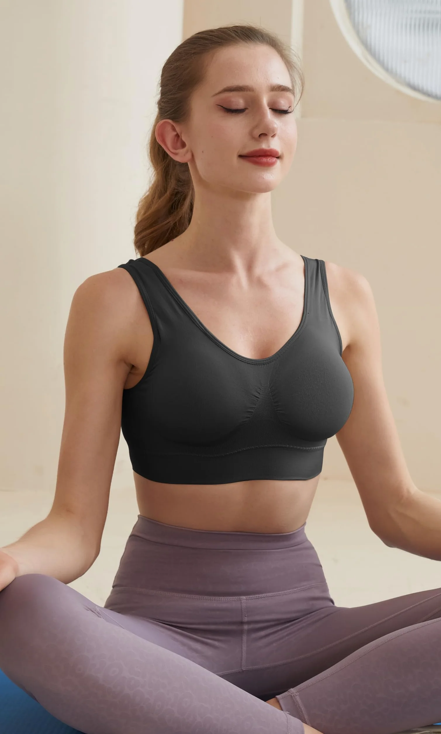 Lot de 3 Soutiens-Gorge de Sport Femme sans Armatures Grande Taille Football Running Yoga Brassière