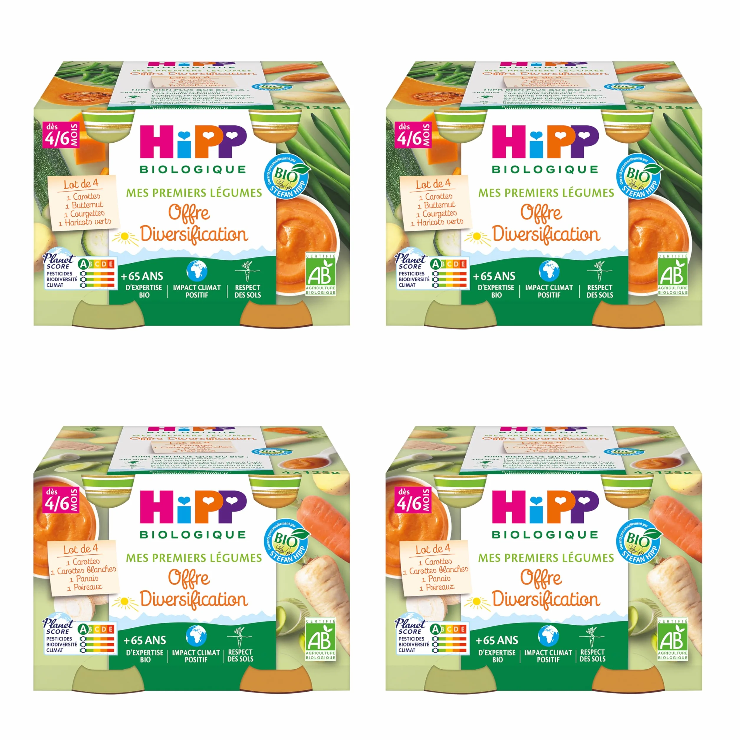 HiPP Biolologique Mes Premiers Légumes offre diversification legV1+legV3 dès 4/6 mois - 16 pots de 125g
