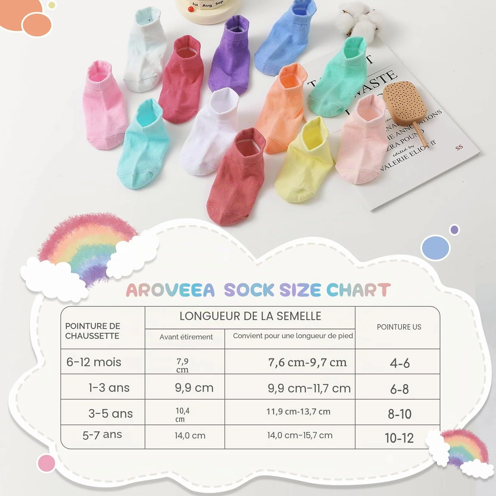 Chaussettes Anti-Dérapantes en Coton pour Bébés - 12 Paires