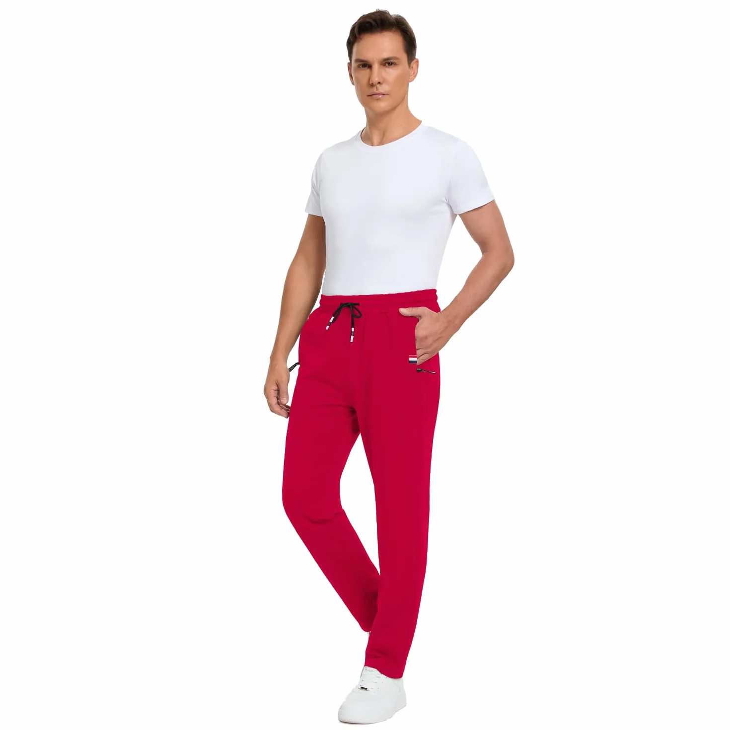 Pantalons de Sport Homme Jogging Coton Elastique avec 2 Poches Zippées