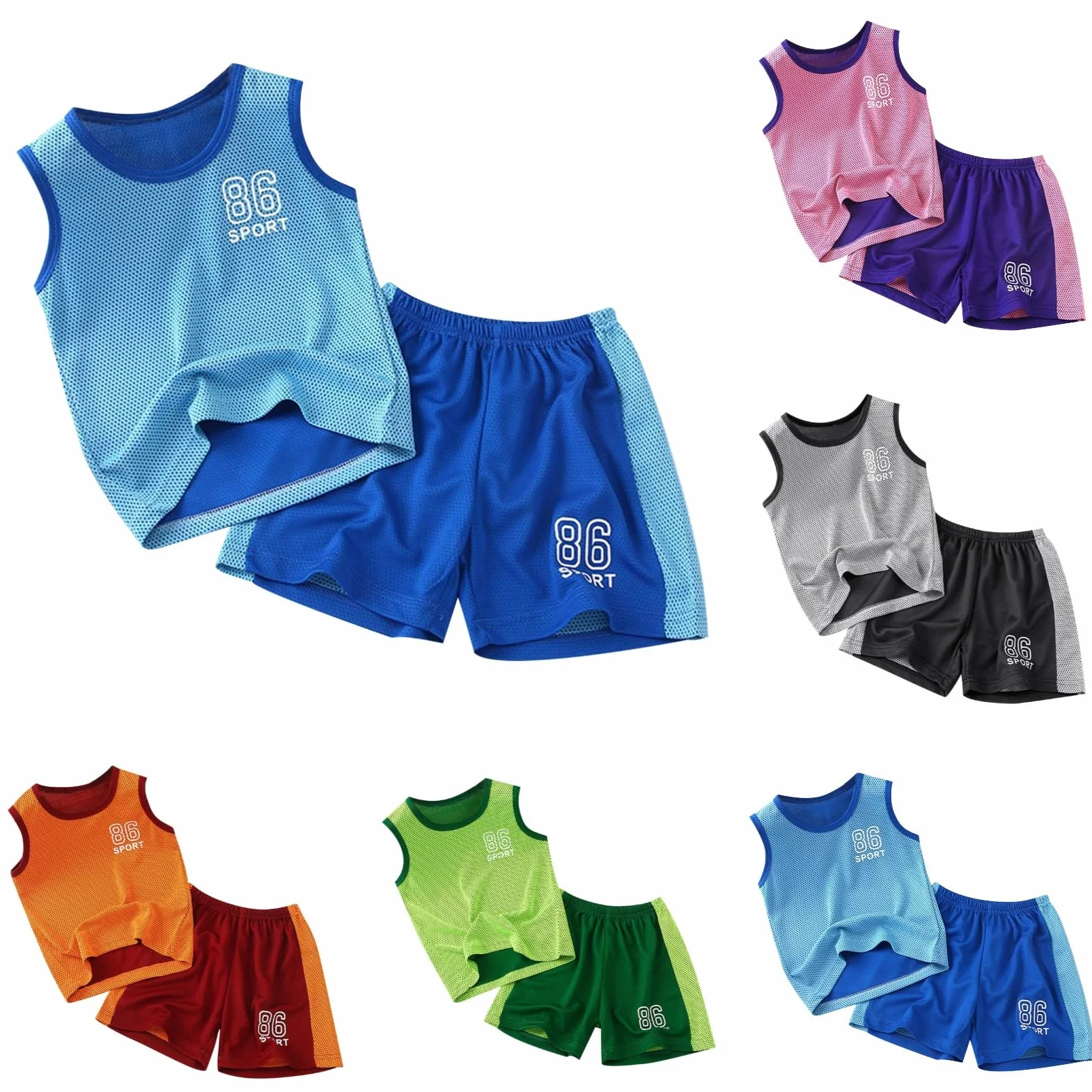 Ensemble basket enfant garçon t-shirts à manches courtes fille sport short baggy costume Tenue maillot de foot