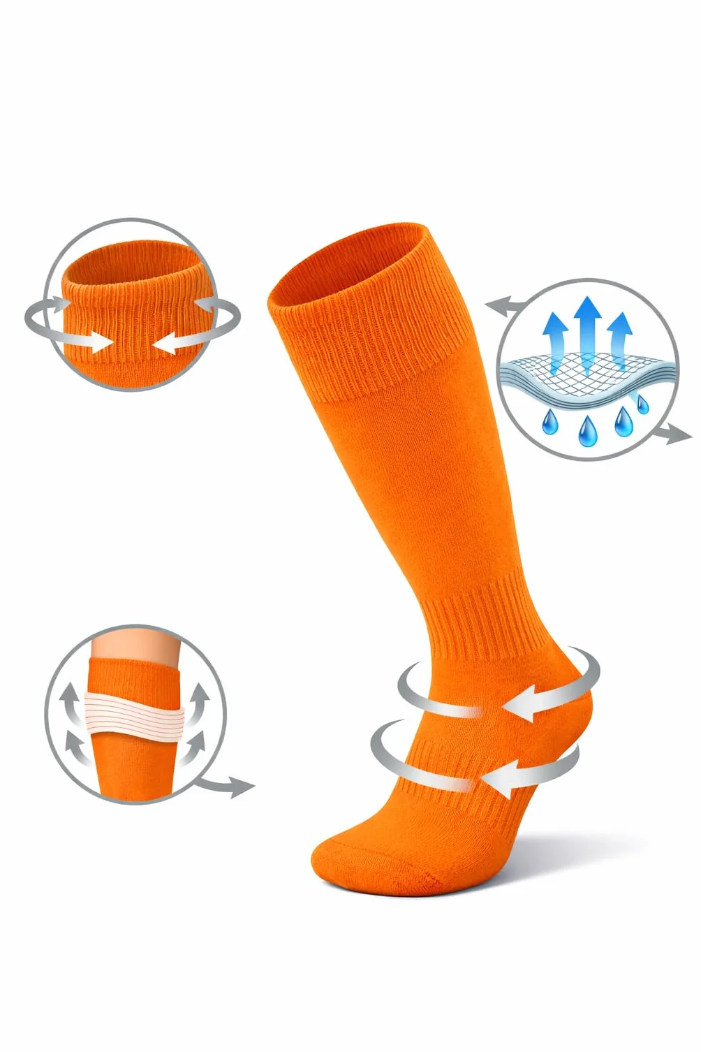 1STLY PHYSIQUE Chaussettes montantes anti-transpiration enfant Taille 32-37