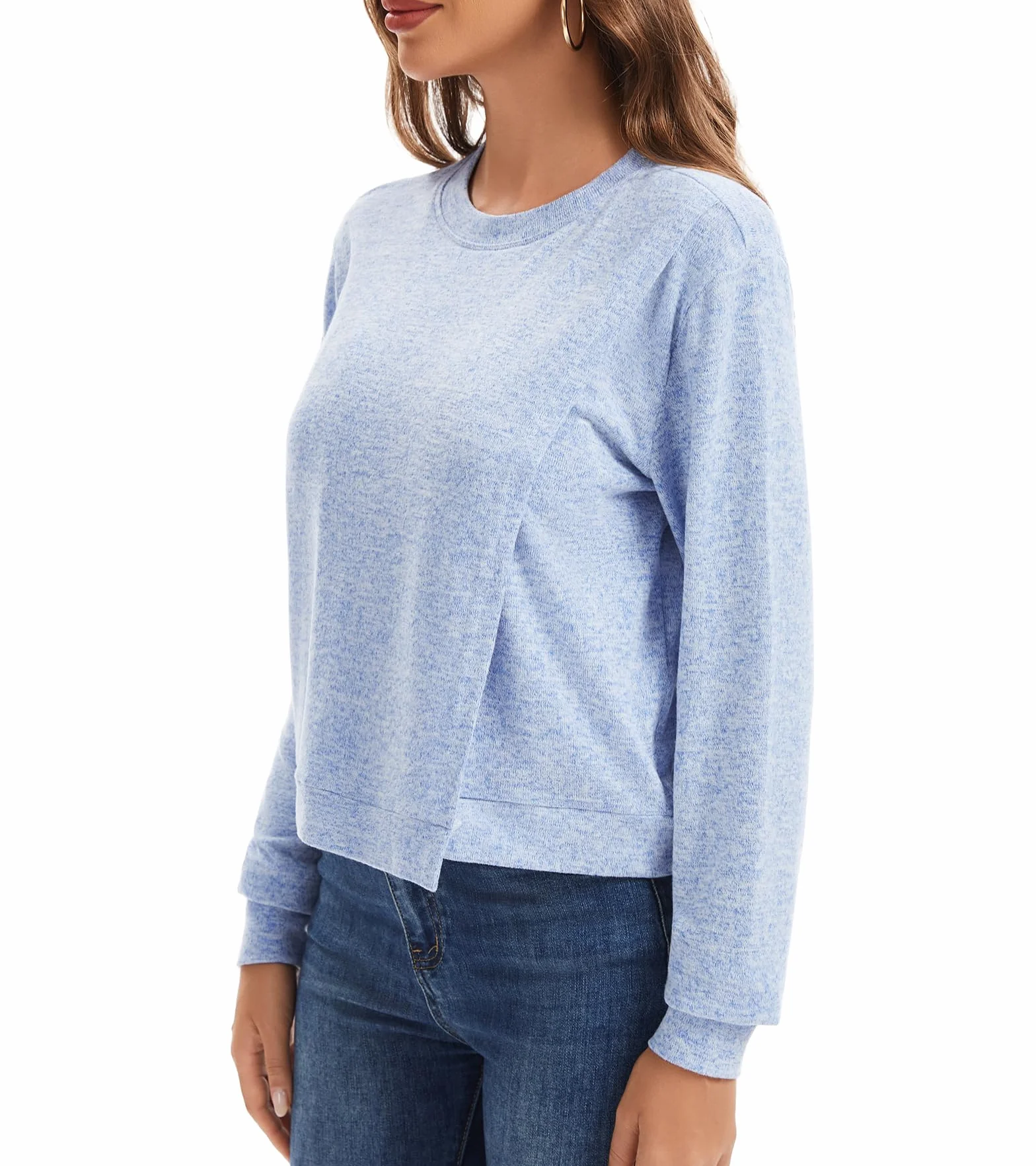 Sosolism Top d'allaitement Manches Longues Tshirt de Lactation pour Femmes Enfiler Sweatshirts