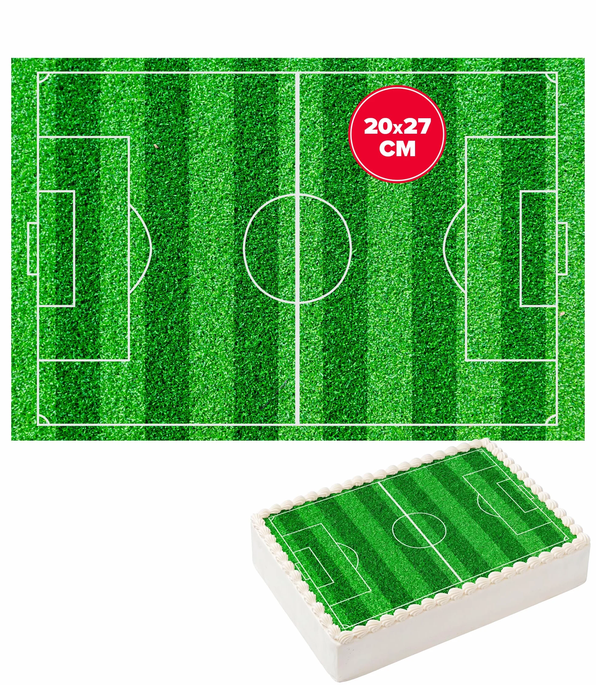 dekora - Feuille comestible football 20x27 cm – Décoration pour gâteaux d’anniversaire d’enfants, Sans Gluten, Sans Lactose, Idéale pour fêtes et événements footballistiques