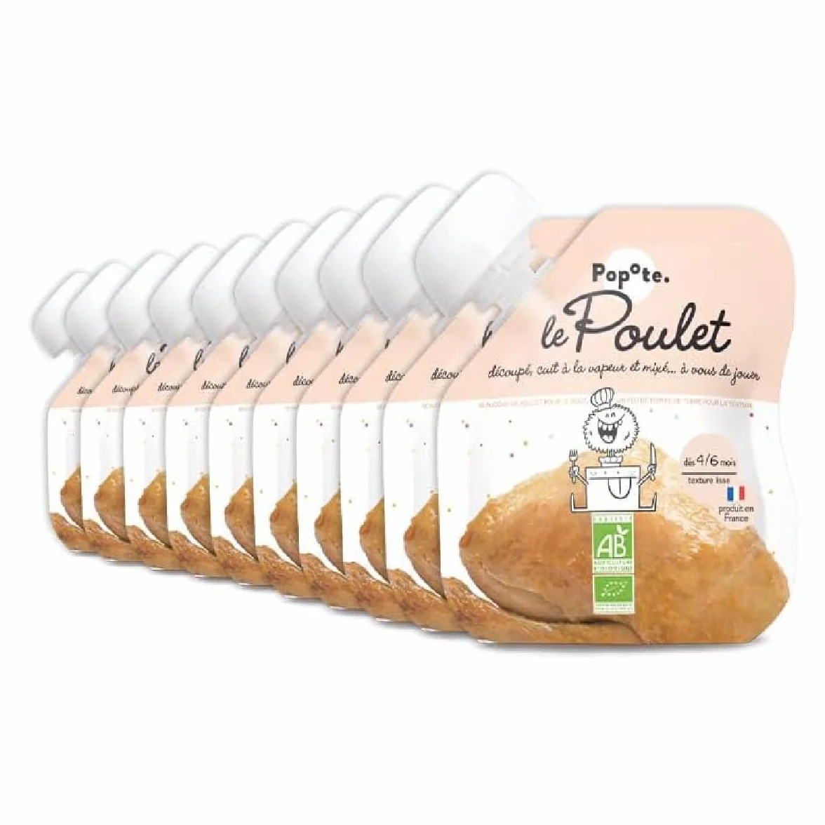 POPOTE – Purée Poulet Pomme de Terre Bio Bébé 60 g – Dès 4/6 mois – Gourde Individuelle – Diversification Alimentaire Bébé - Texture Lisse – Format Pratique à Emporter – Pack Familial 10 x 60 g