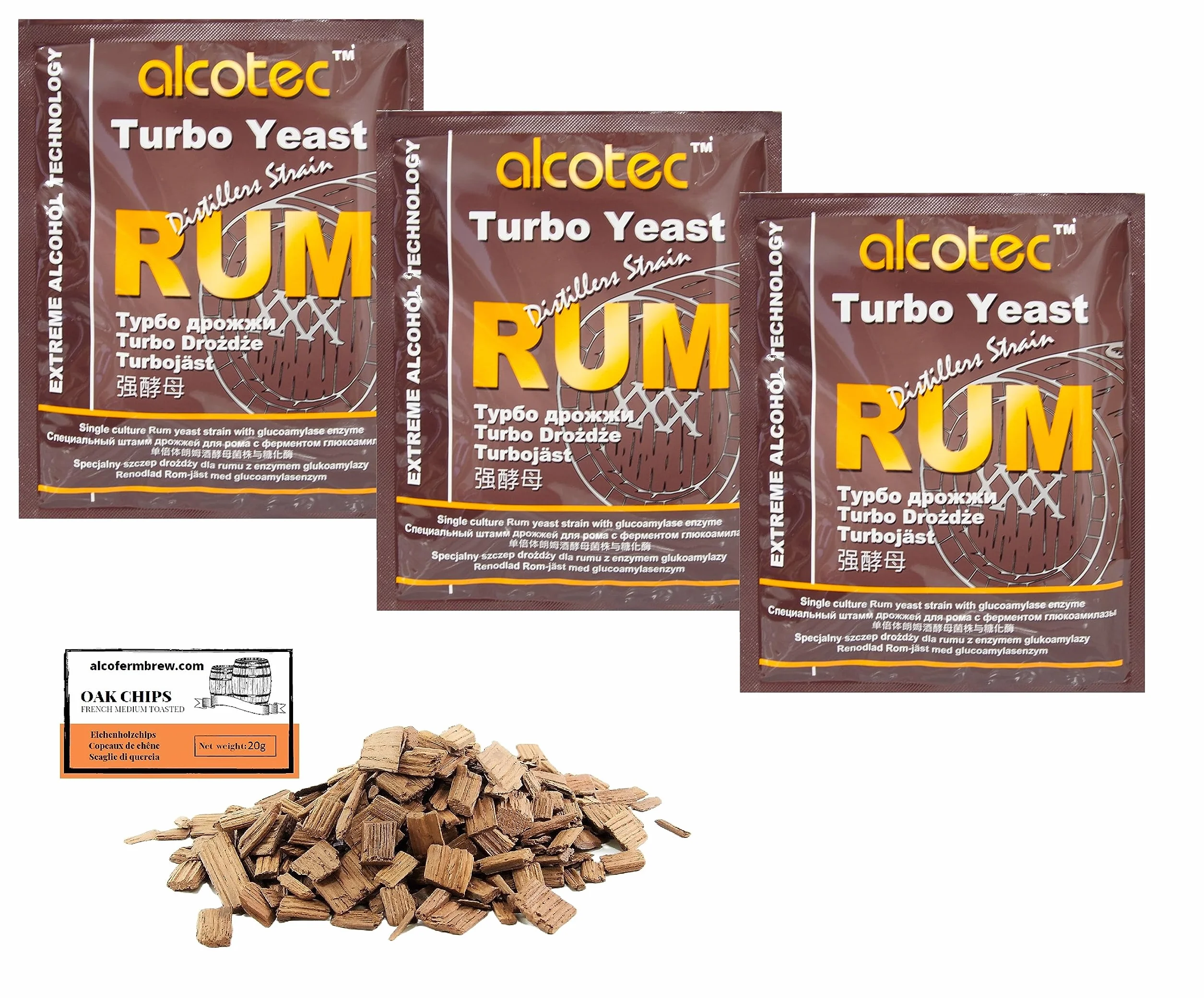 3 x Turbo Levure - Alcotec Rum 73g, Fermentation Rapide, Distillation, Levure Rapide, Gnôle Alcool