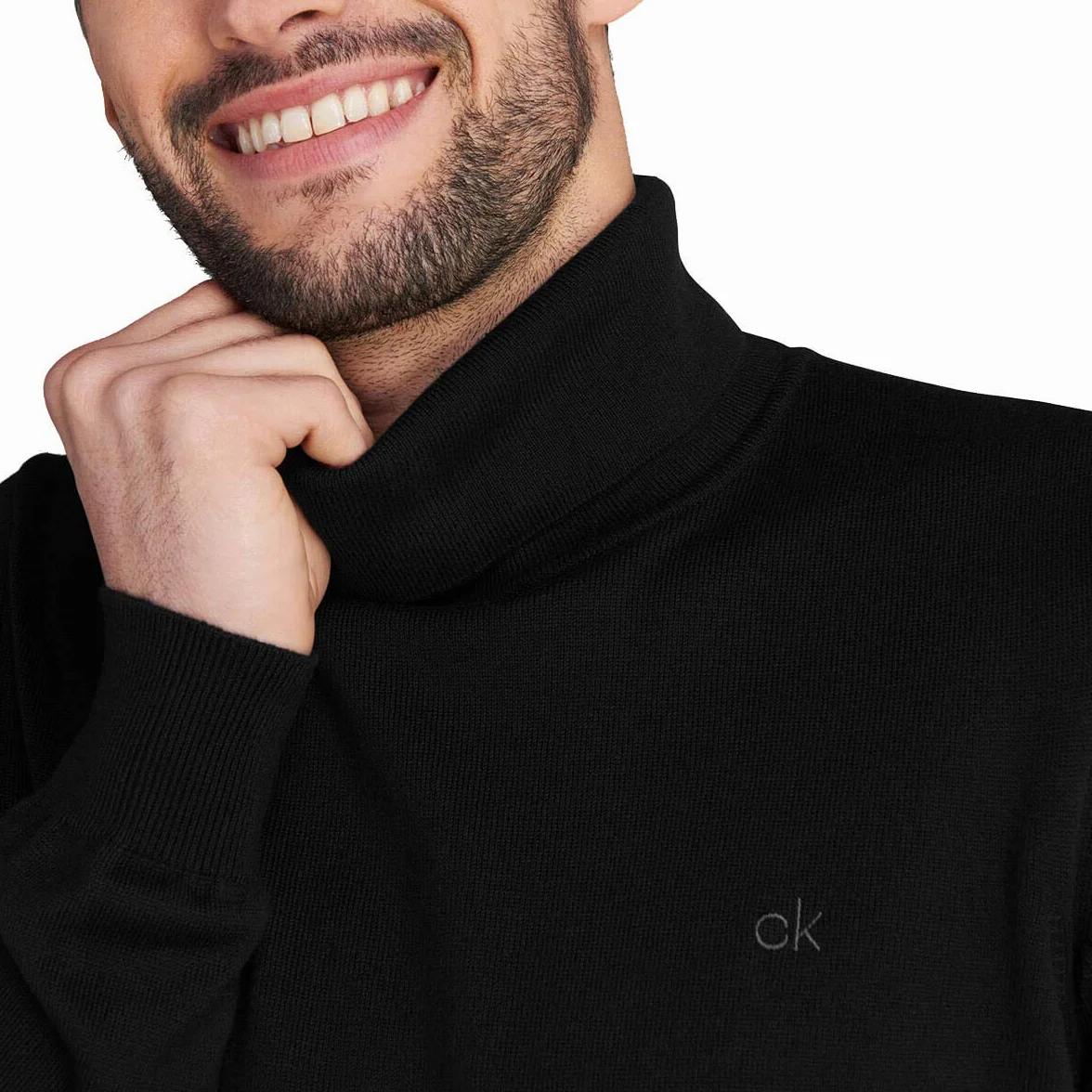 Calvin Klein Hommes CK col roulé en Tricot Rib Chaud Pull