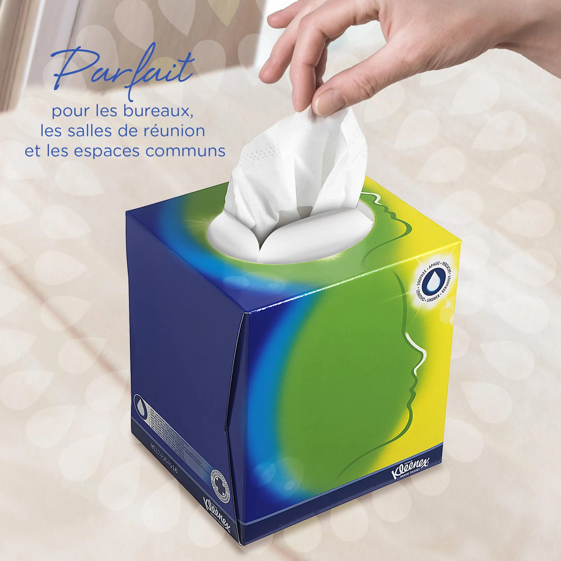 Kleenex Mouchoirs en Boîte Cubique, 3 Épaisseurs, Blancs, Ultra Doux, Absorbants, Sans Parfum, 12 Boîtes x 56 Mouchoirs (672 au Total), article 8825
