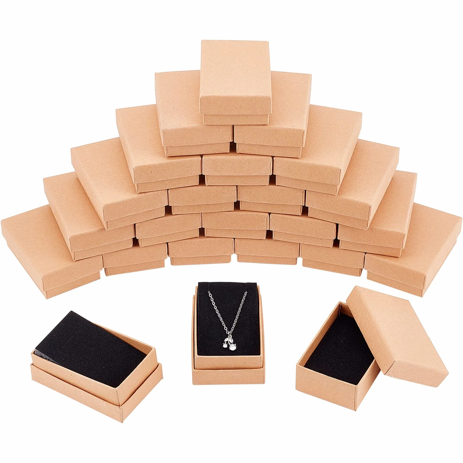 Nbeads Lot de 24 Boîtes en Carton Kraft Marron avec Couvercles pour Bijoux Cadeaux 8x5x3cm