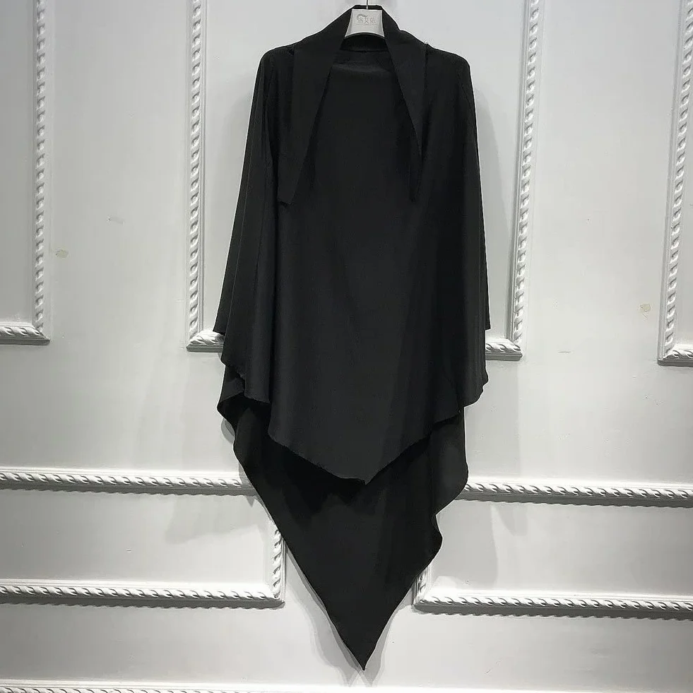 Formel Long Hijab Abaya One-Piece Loose Half Cover Ramadan Eid Prayer Tissu pour Les Femmes