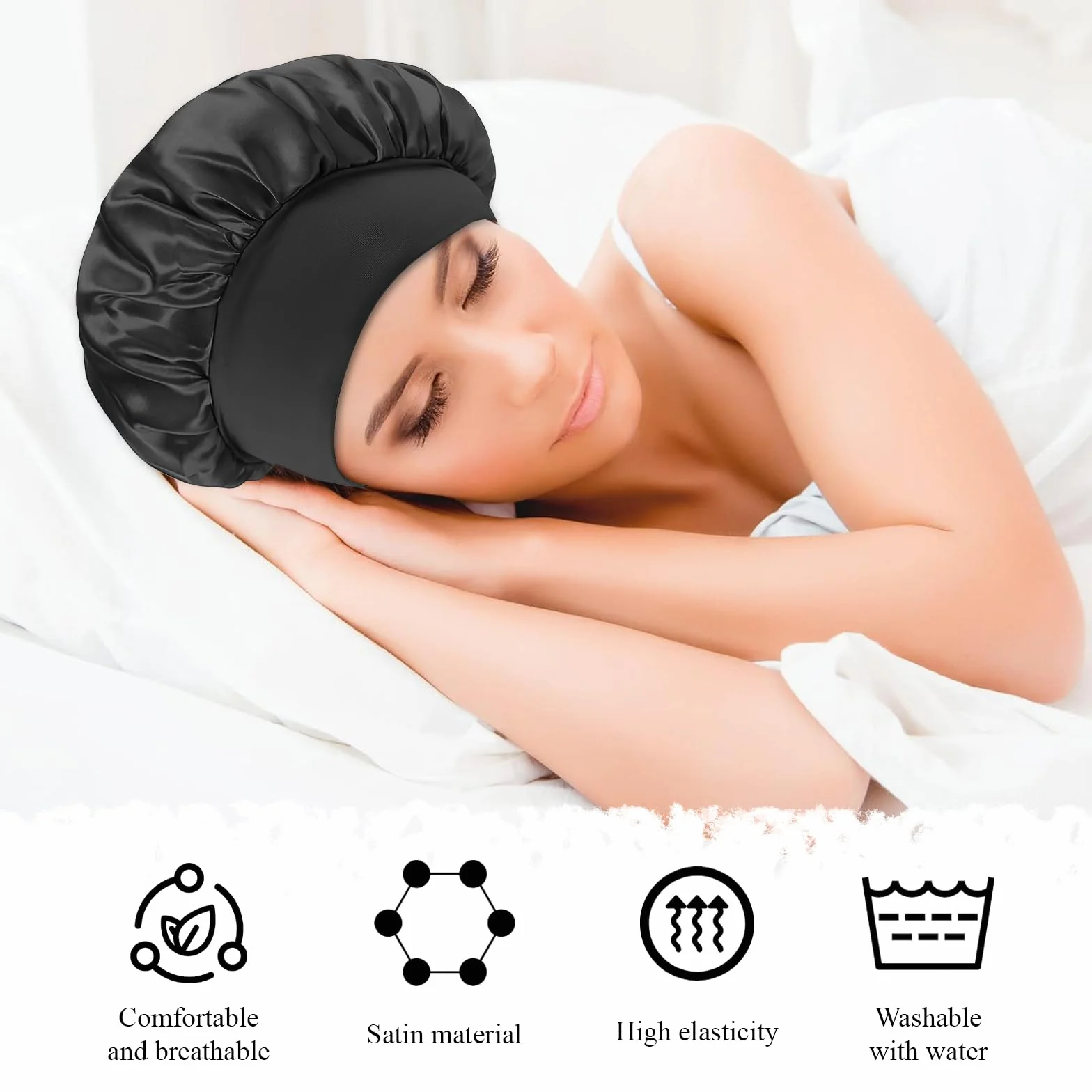 Bonnet Satin Cheveux Nuit Élastiqués Protection Cheveux Sommeil Doux Soie