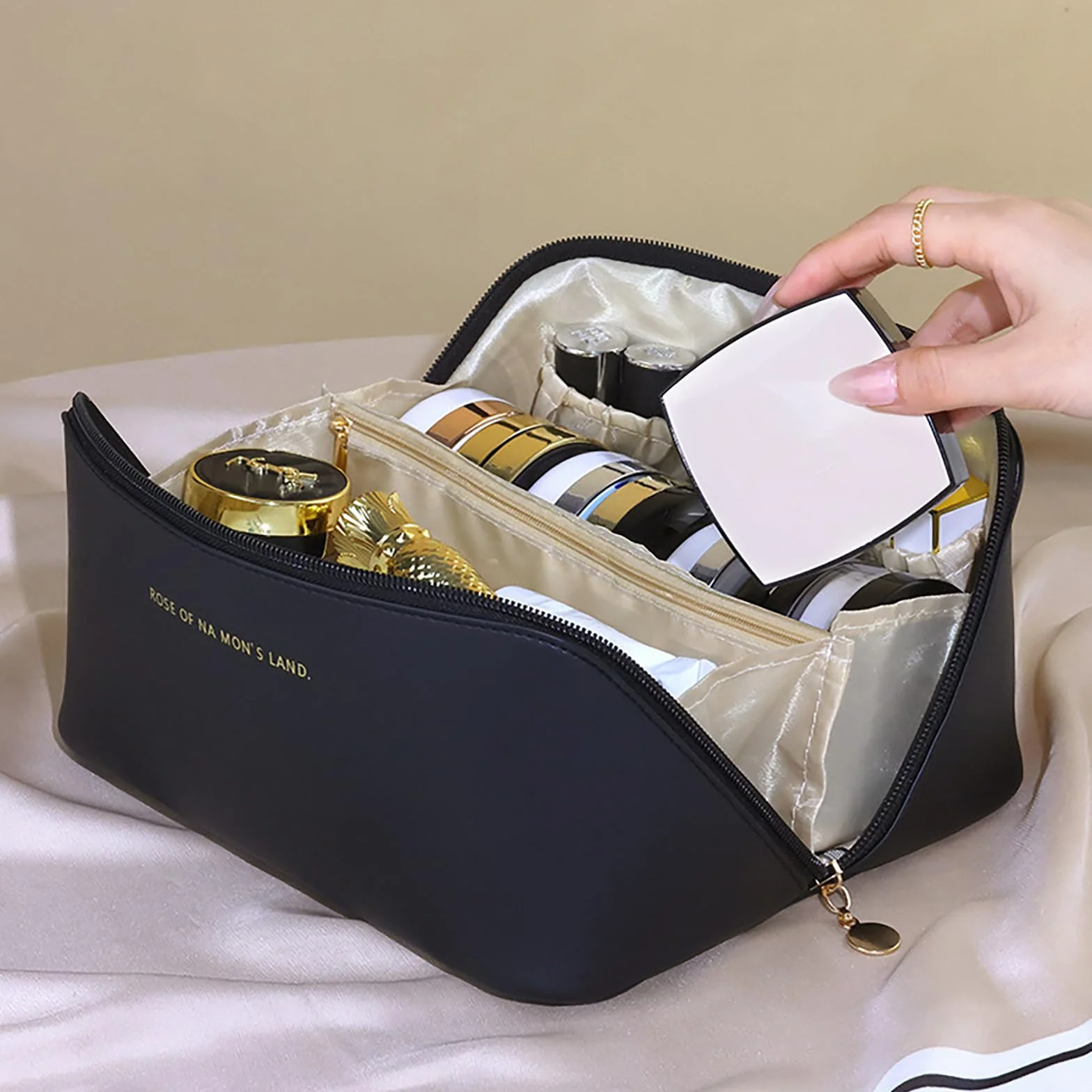 NOVAGO Mini Vanity Trousse Toilette Compacte, Organiseur de Maquillage (Noir)