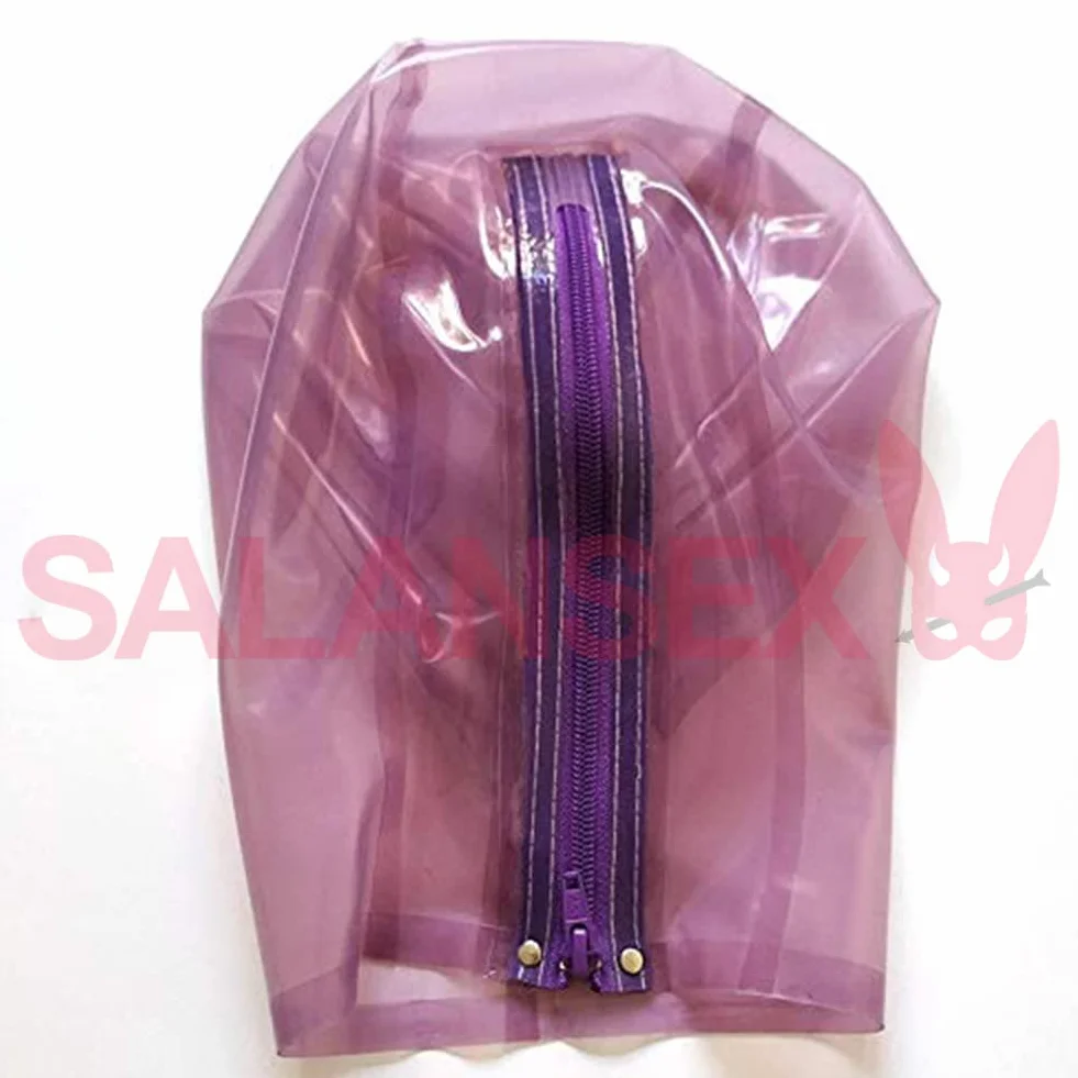 Masque complet BDSM en latex avec poches respiratoires et fermeture à glissière pour fêtes, cosplay