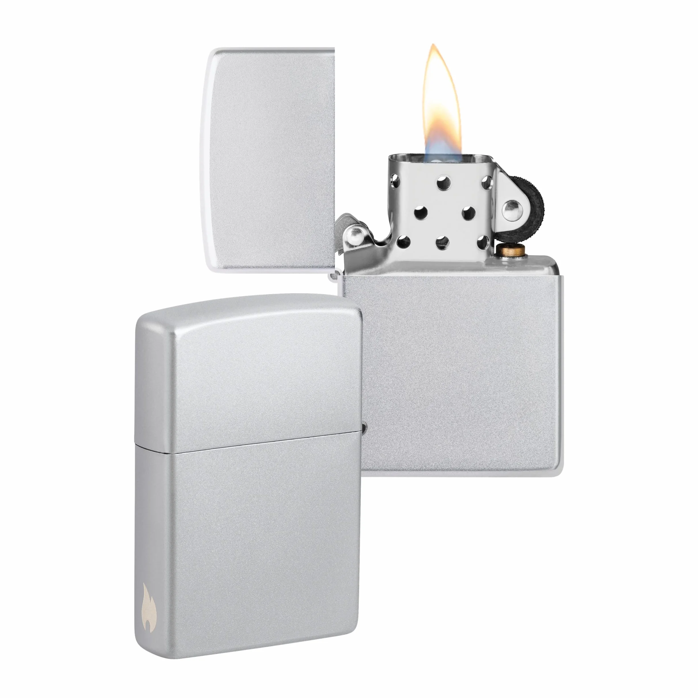 Zippo Briquet Tempête - Design Flamme - Chrome Satiné - Rechargeable - Réutilisable - Design Coupe-Vent - Coffret Cadeau Fabriqué aux États-Unis - Exclusivité Amazon