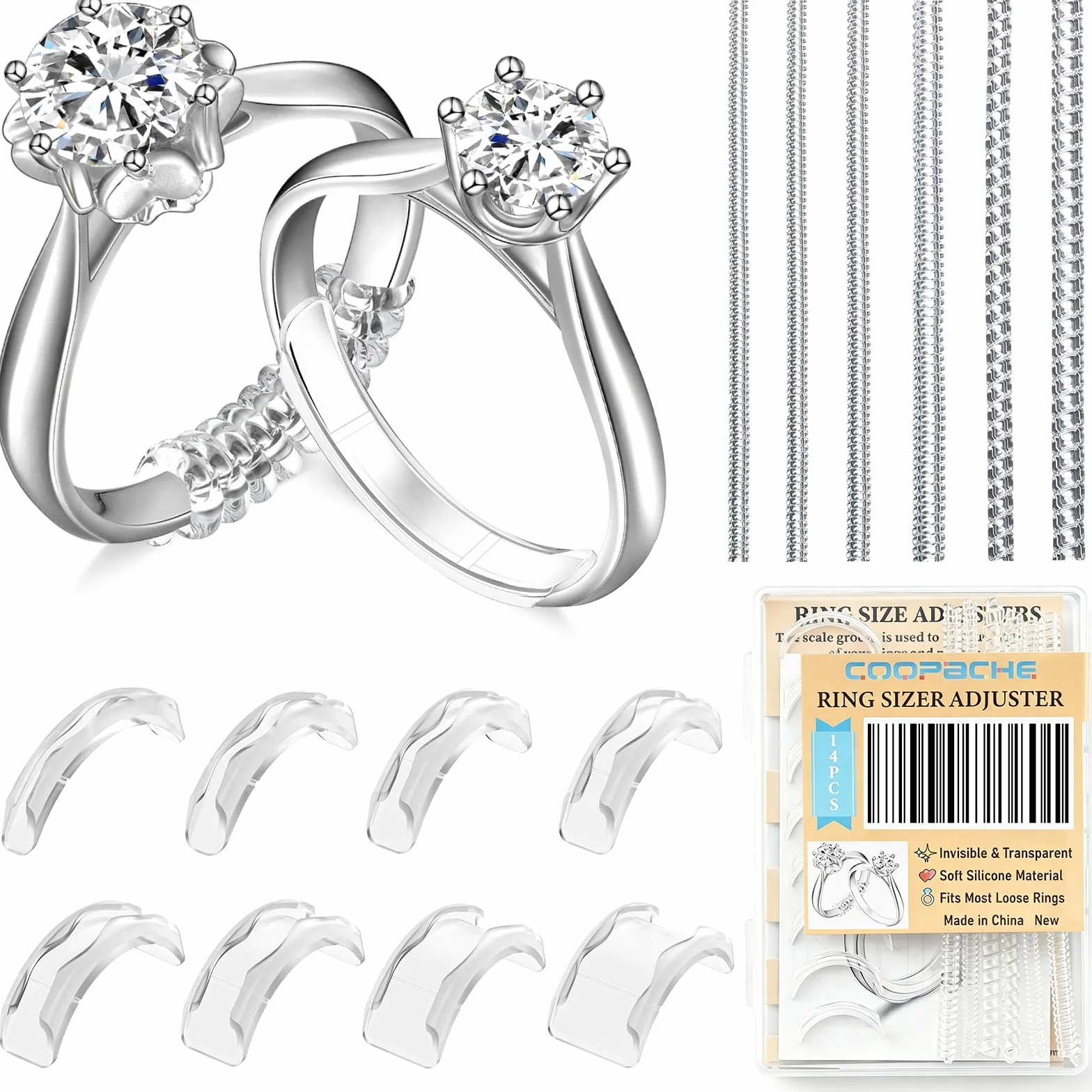 Coopache Réducteur de Bague en Silicone Ajusteur Taille Bague Femme Homme