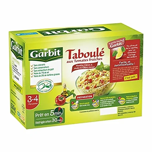 GARBIT - Tabouléaux Dés De Tomates Fraiches Citron Menthe 3/4 Personnes 525G - ( Lot De 4 )