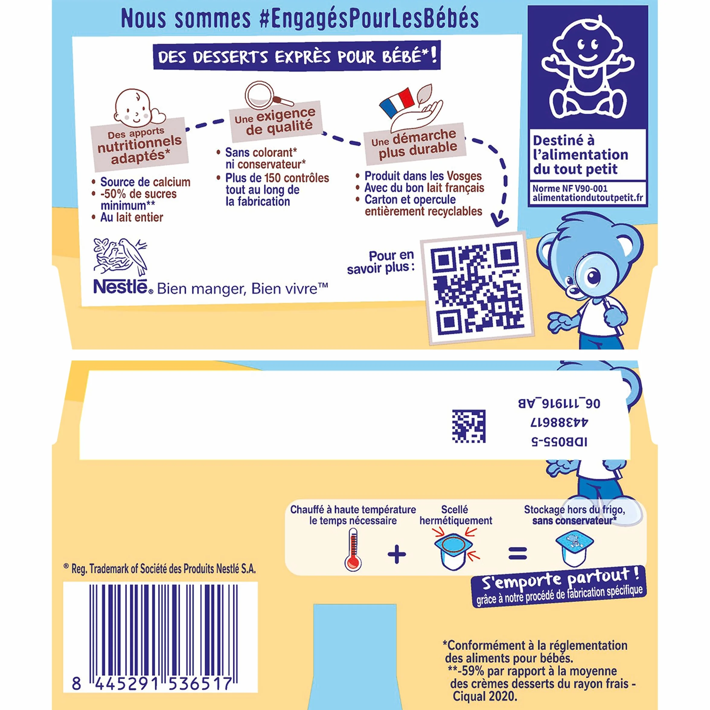 Nestlé Bébé - P'tit Gourmand Saveur Vanille - Laitage dès 6 mois - 4 x 100g