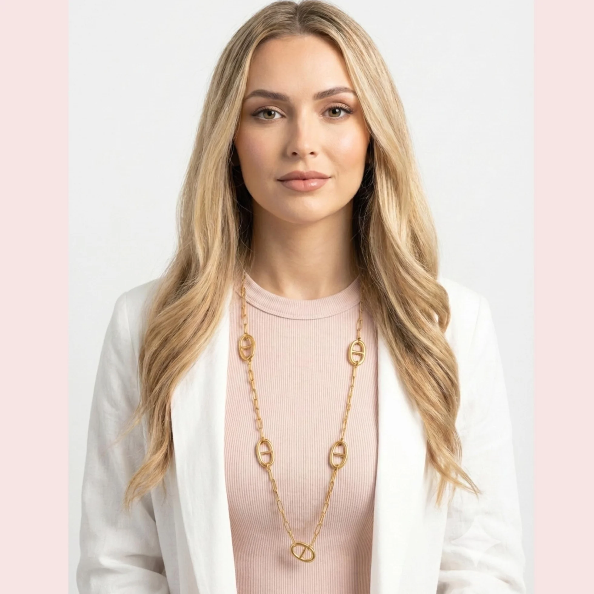 Collier Sautoir Long Acier Inoxydable 316L Chaîne Ajustable Maille Marine Chaîne d’Ancre Grain de Café