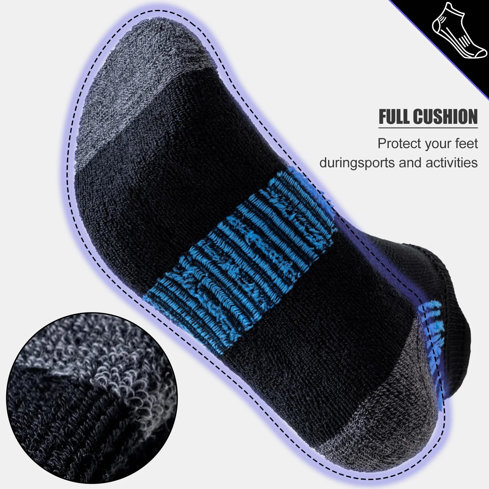 Niorasen Chaussettes Hommes Sport Courtes Coton 6 Paires Course Respirantes 37-42 43-46 47-50