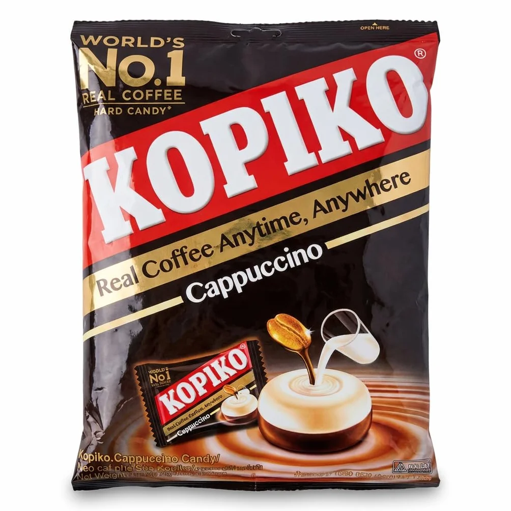 Kopiko Cappuccino Coffee Candy 1050 g (300 bonbons) - Bonbons halal au café façon cappuccino - Grand format - Goût café crémeux - Sachets individuels