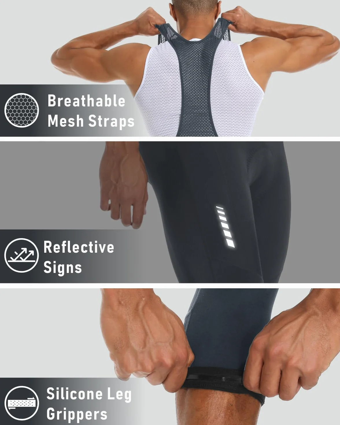 Cuissard à Bretelles Homme 3/4 Rembourré 4D Cyclisme Vélo Route VTT