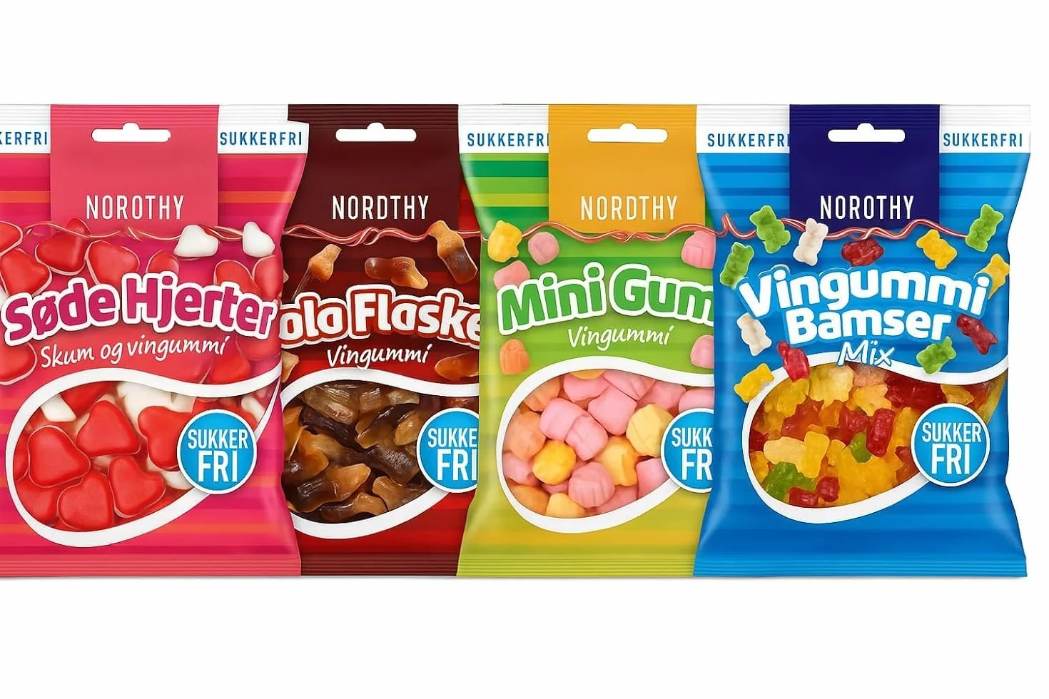 Nordthy Bonbons Gélifiés Sans Sucre 290g – Mélange de Gummies Danois – Oursons, Bouteilles Cola, Cœurs & Mini Gums – Confiserie Faible en Calories