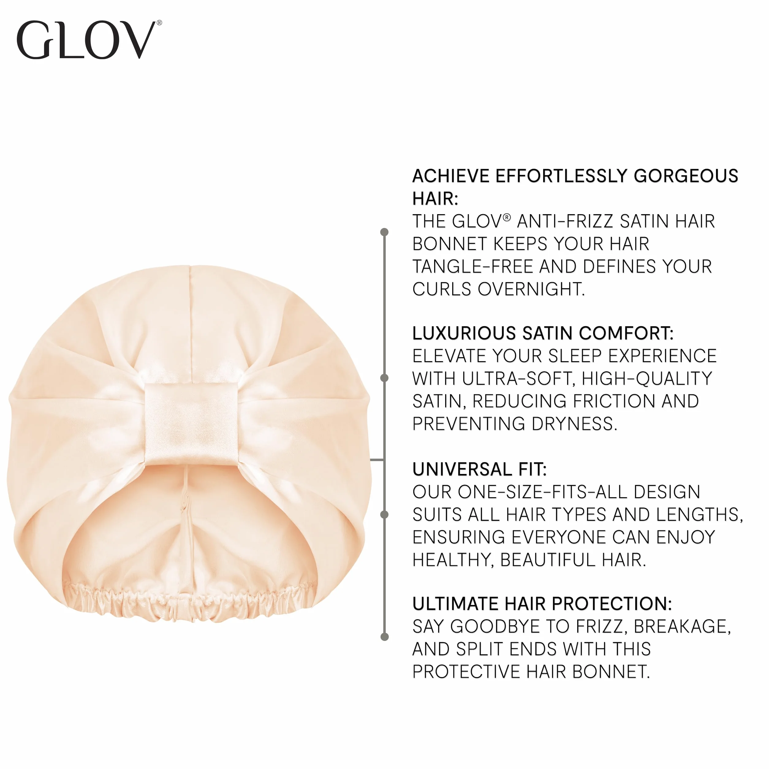 Glov Bonnet de Nuit Satin pour Cheveux Bouclés en Soie Protection Frizz